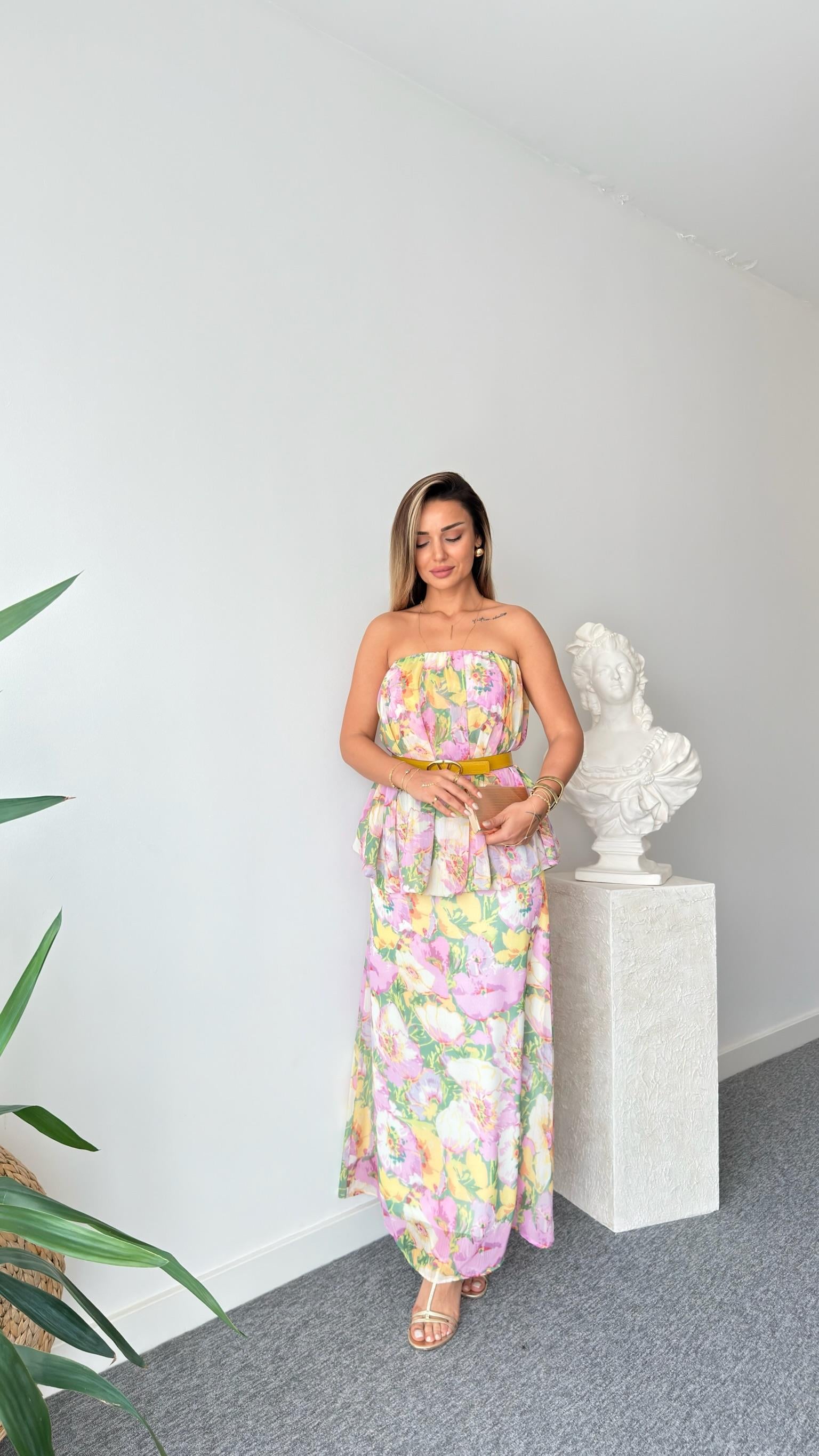 Liysa Zra Model Askılı Çiçek Desen Elbise 