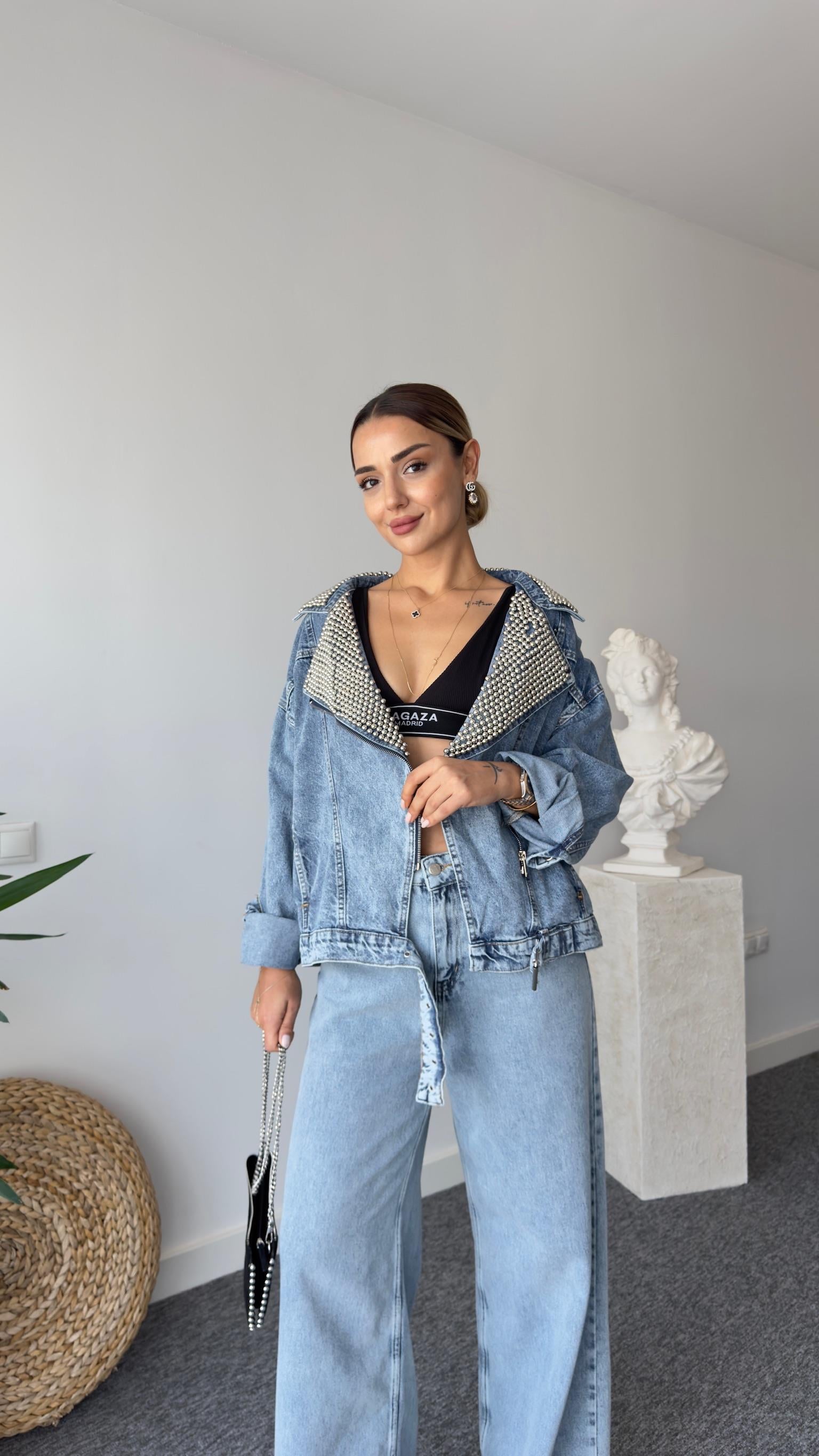 Premium Droplu Jean Ceket