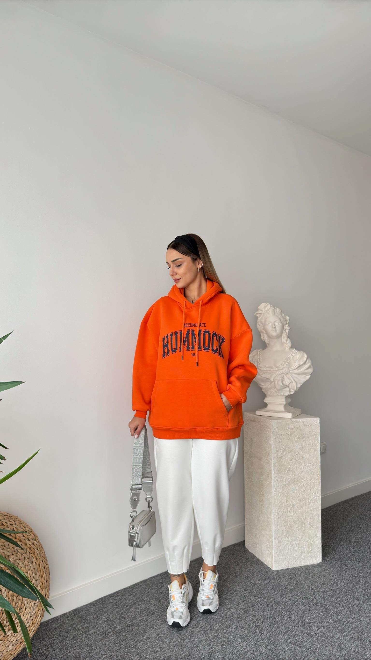 Hummock Yazılı Turuncu Sweatshirt