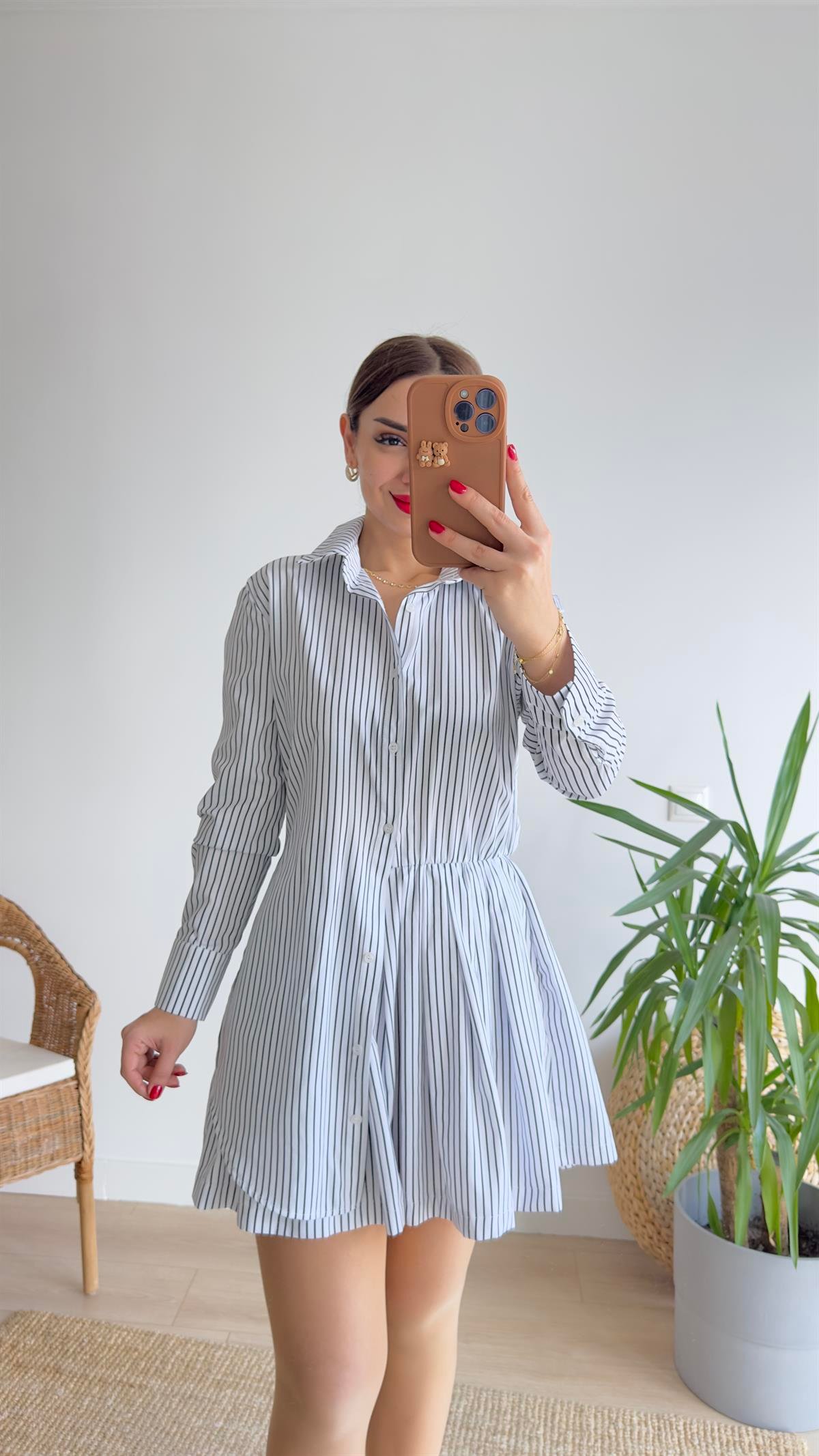 Beyaz Zra Model Çizgili Poplin Elbise