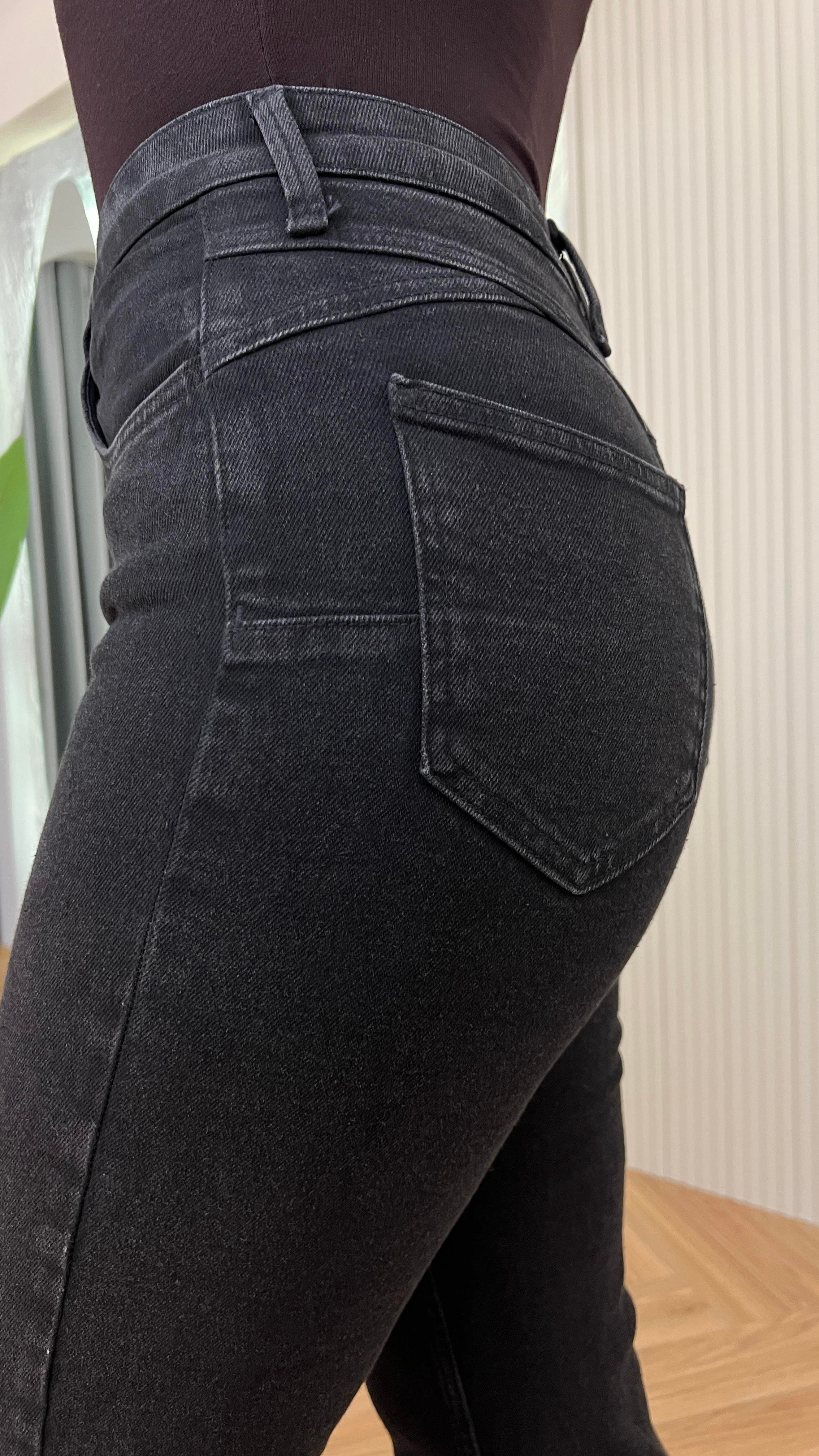 Siyah Harlem Push Up Etkili Likralı Jean