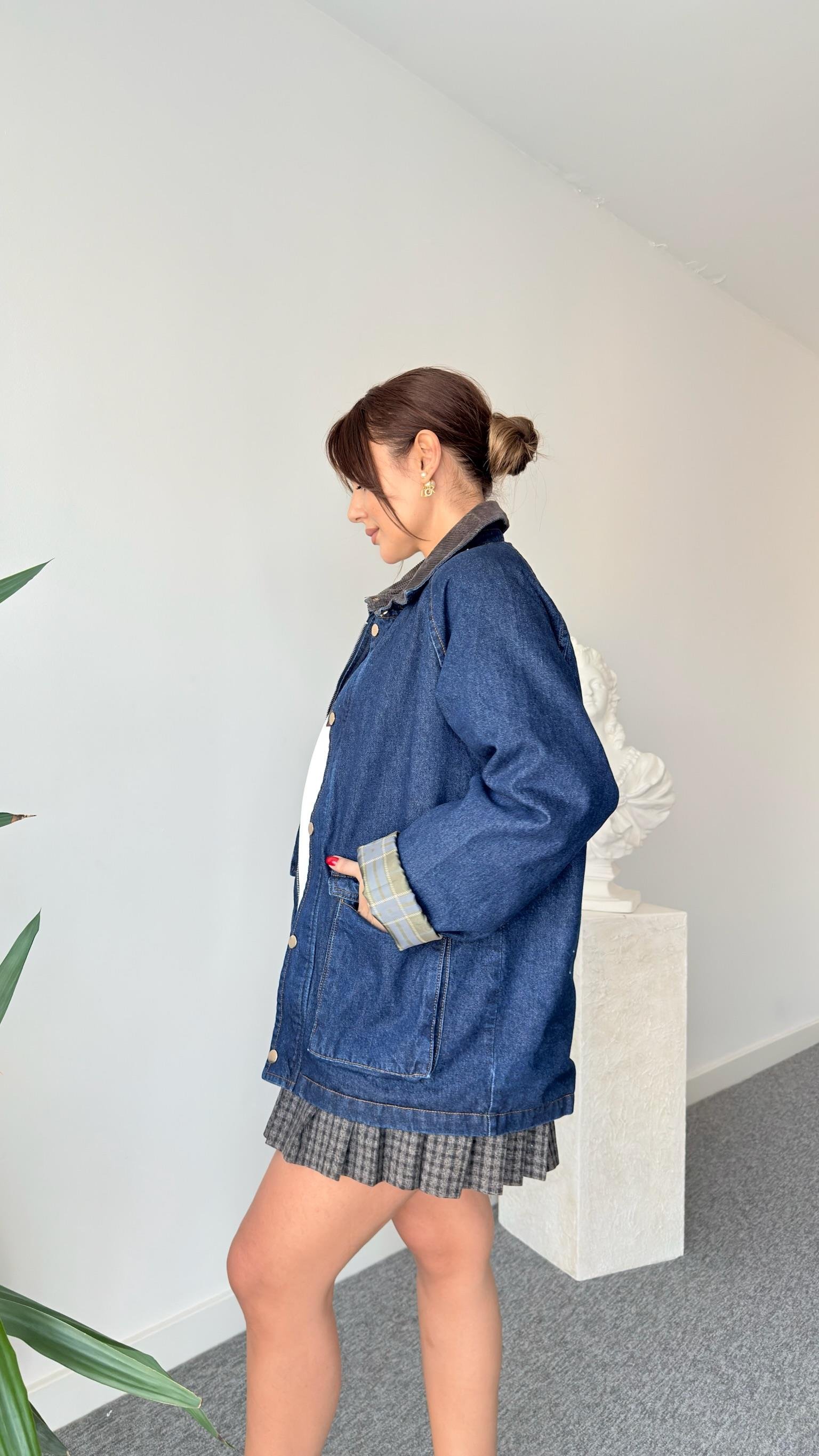 Nion Sndro Model Yaka Kadife Jean Ceket
