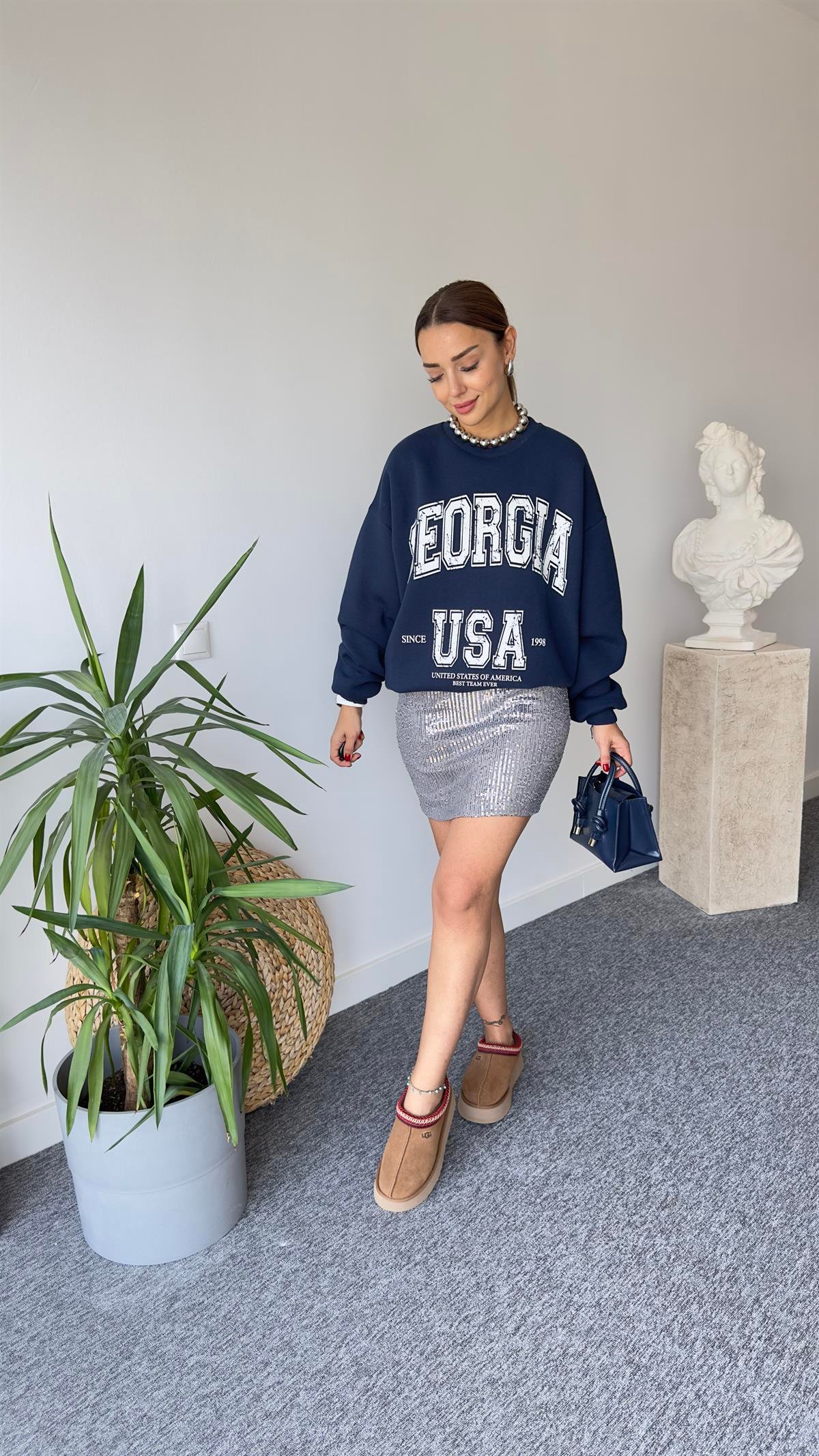 Georgıa İşleme Lacivert Sweatshirt
