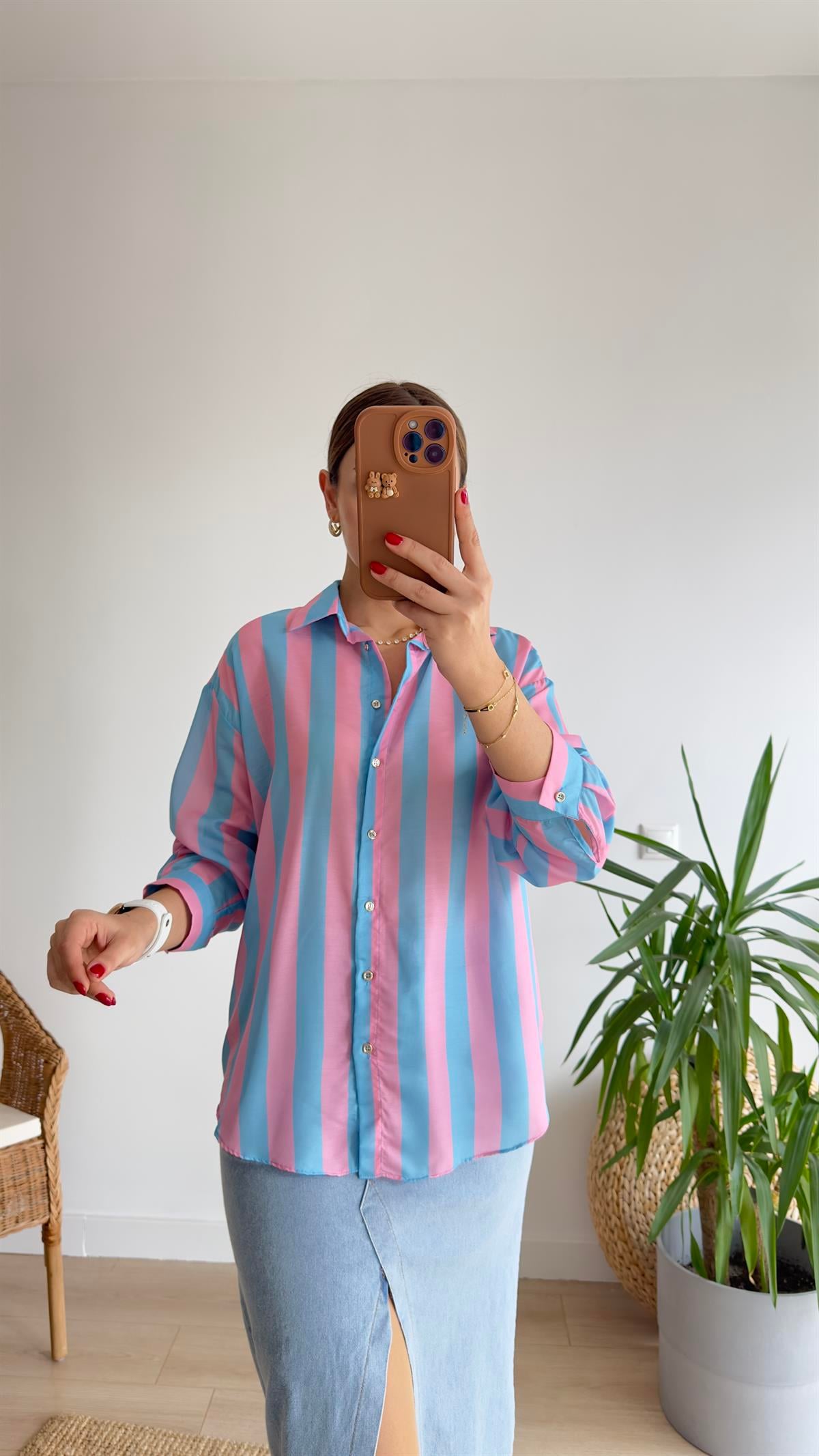 Ares Zra Model Pembe Çizgili Gömlek