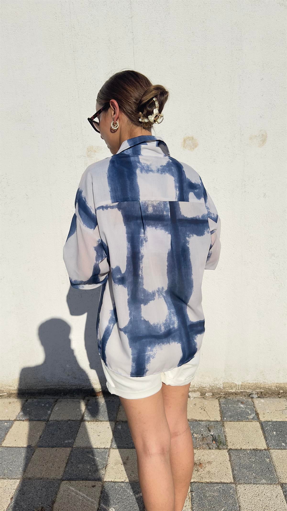 Massi Model Mavi Batik Desenli Gömlek
