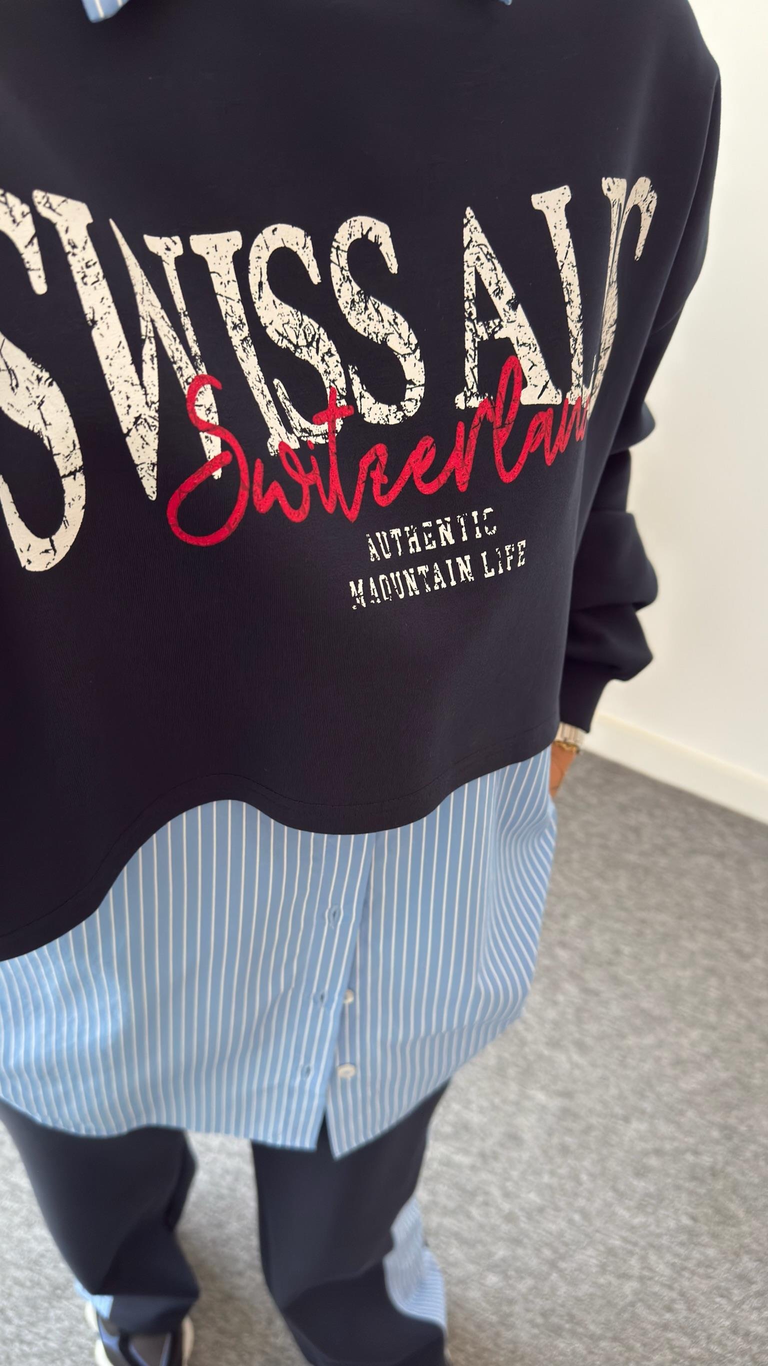 Loke Yazılı Sweat Gömlek Takım
