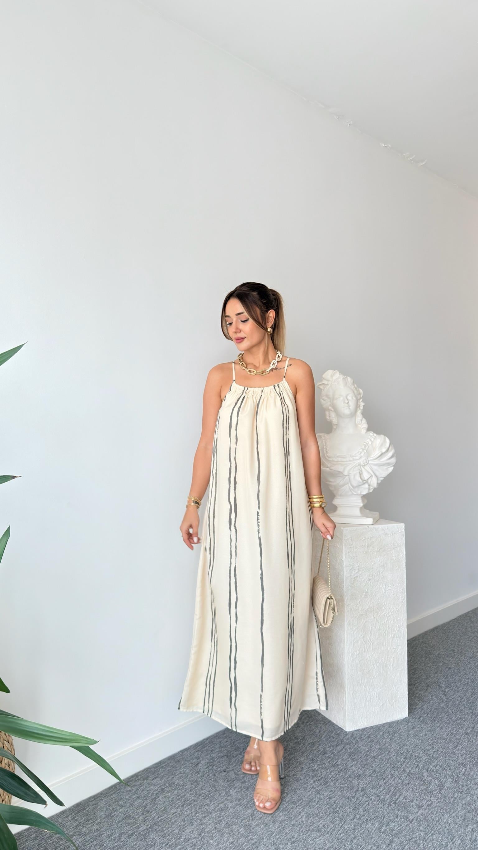 Dore Çizgili Massi Model Elbise