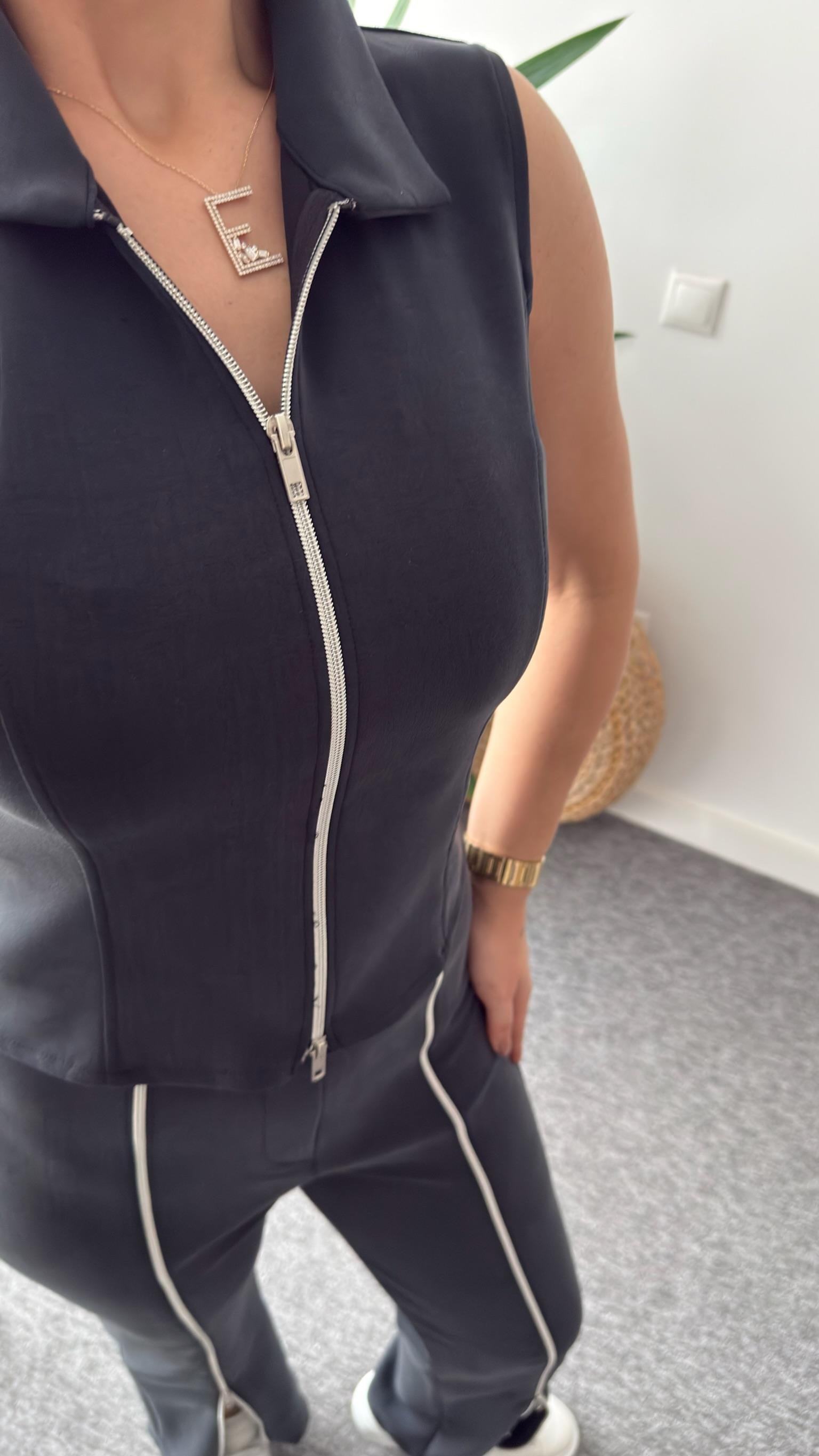 Antrasit Nikos Fermuar Detaylı Modal Takım