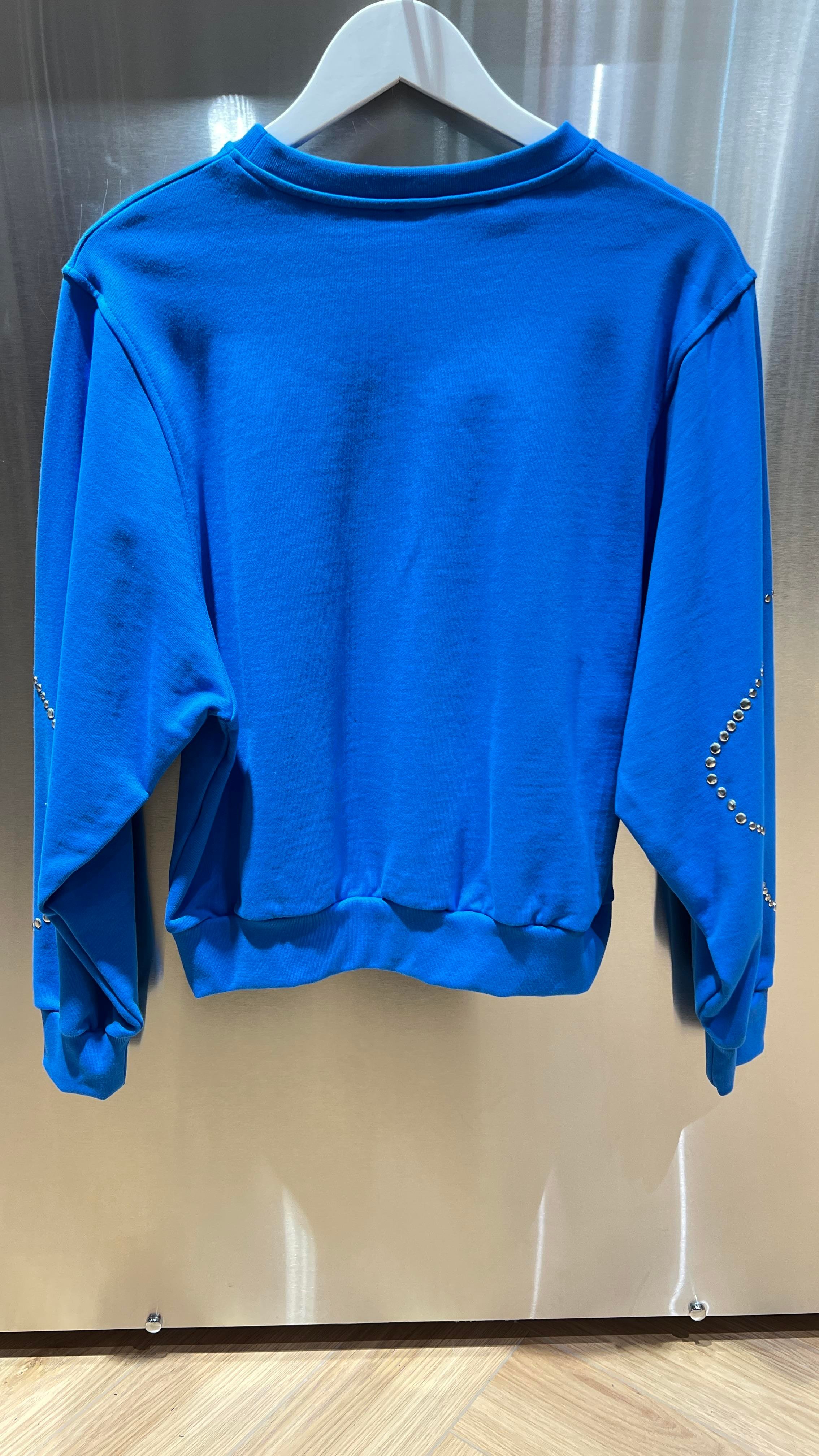 Zımba Baskılı Mavi Sweatshirt