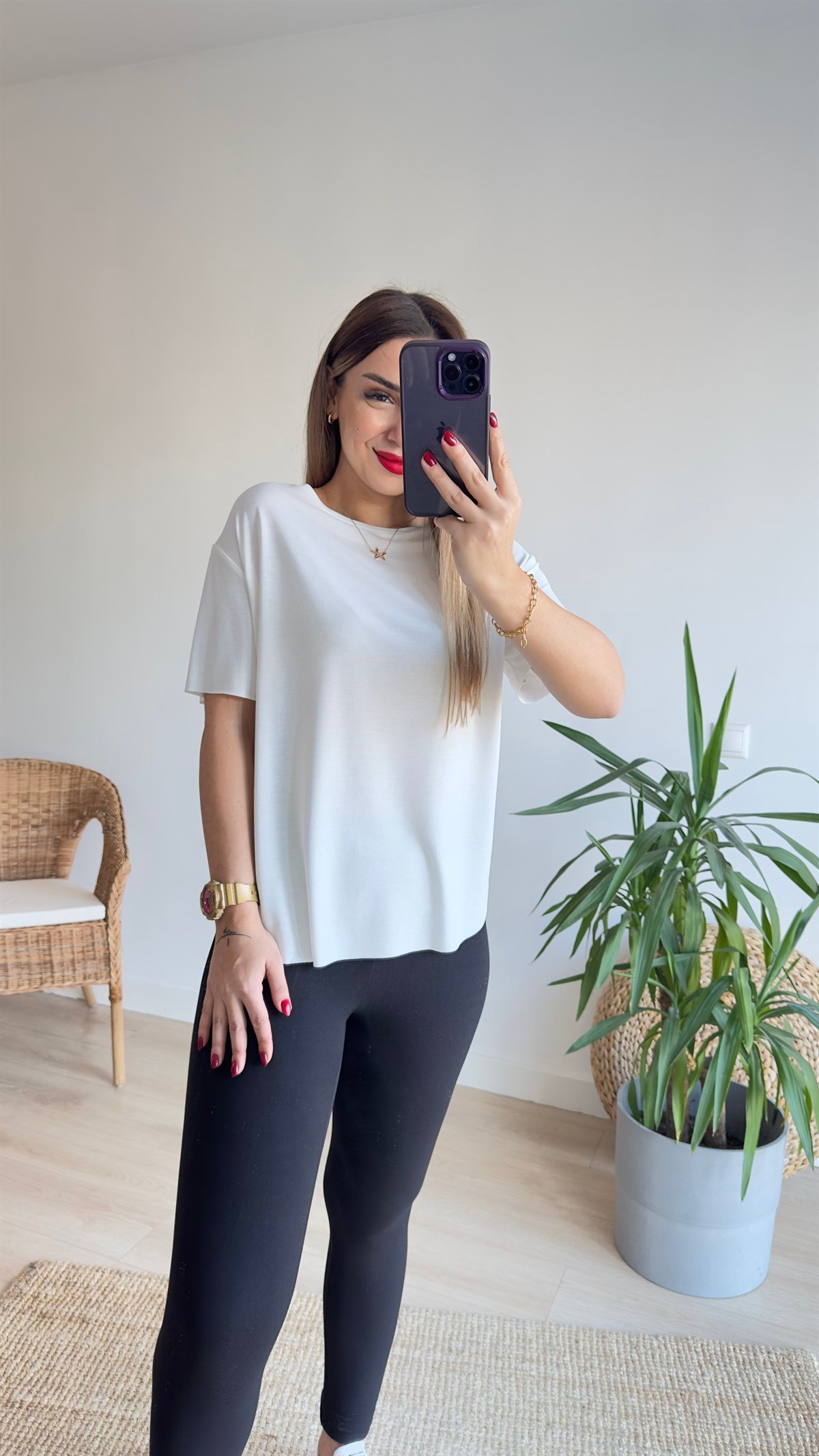 Dikişsiz Modal Kumaş Beyaz Tshirt