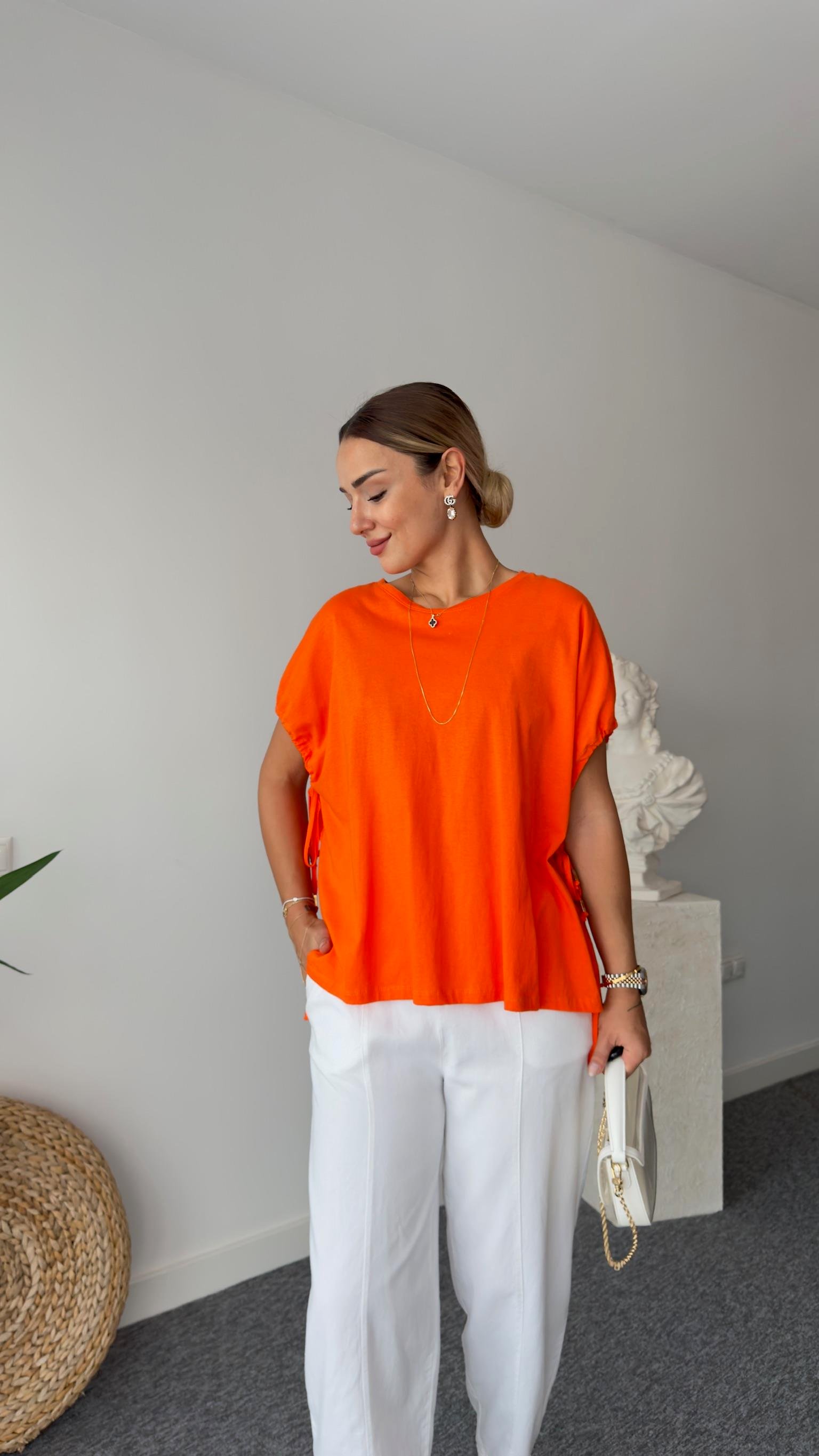 Turuncu Marka Model Büzgülü Tshirt