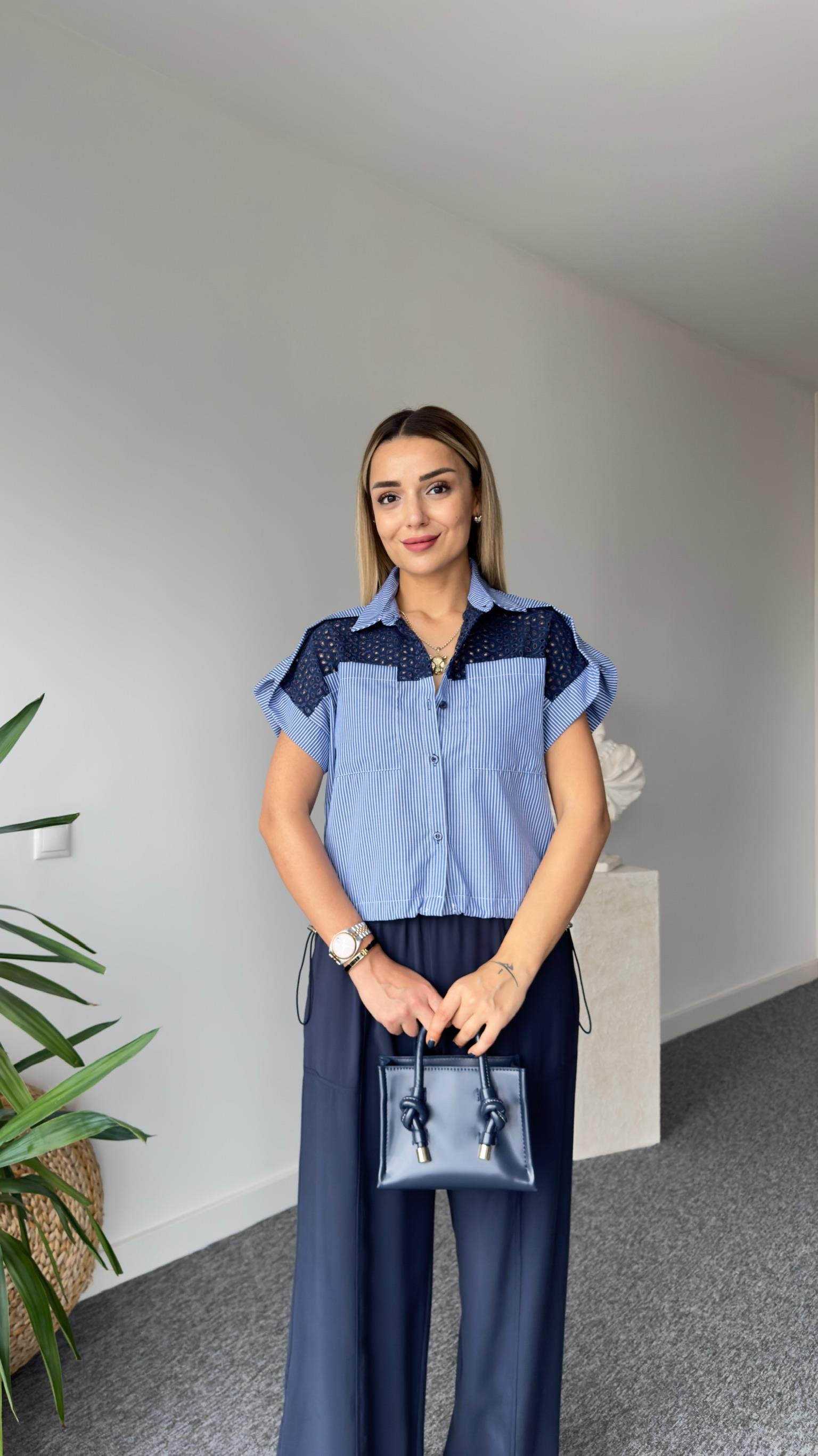 Nuse Fisto Detaylı Lacivert Gömlek