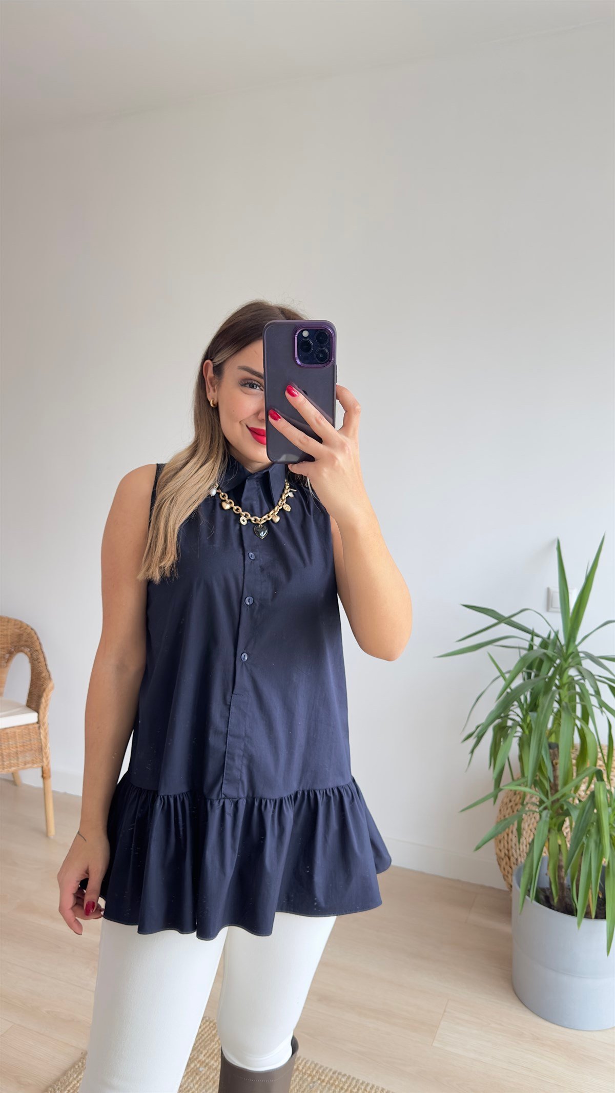 Gömlek Detaylı Neon Sweat