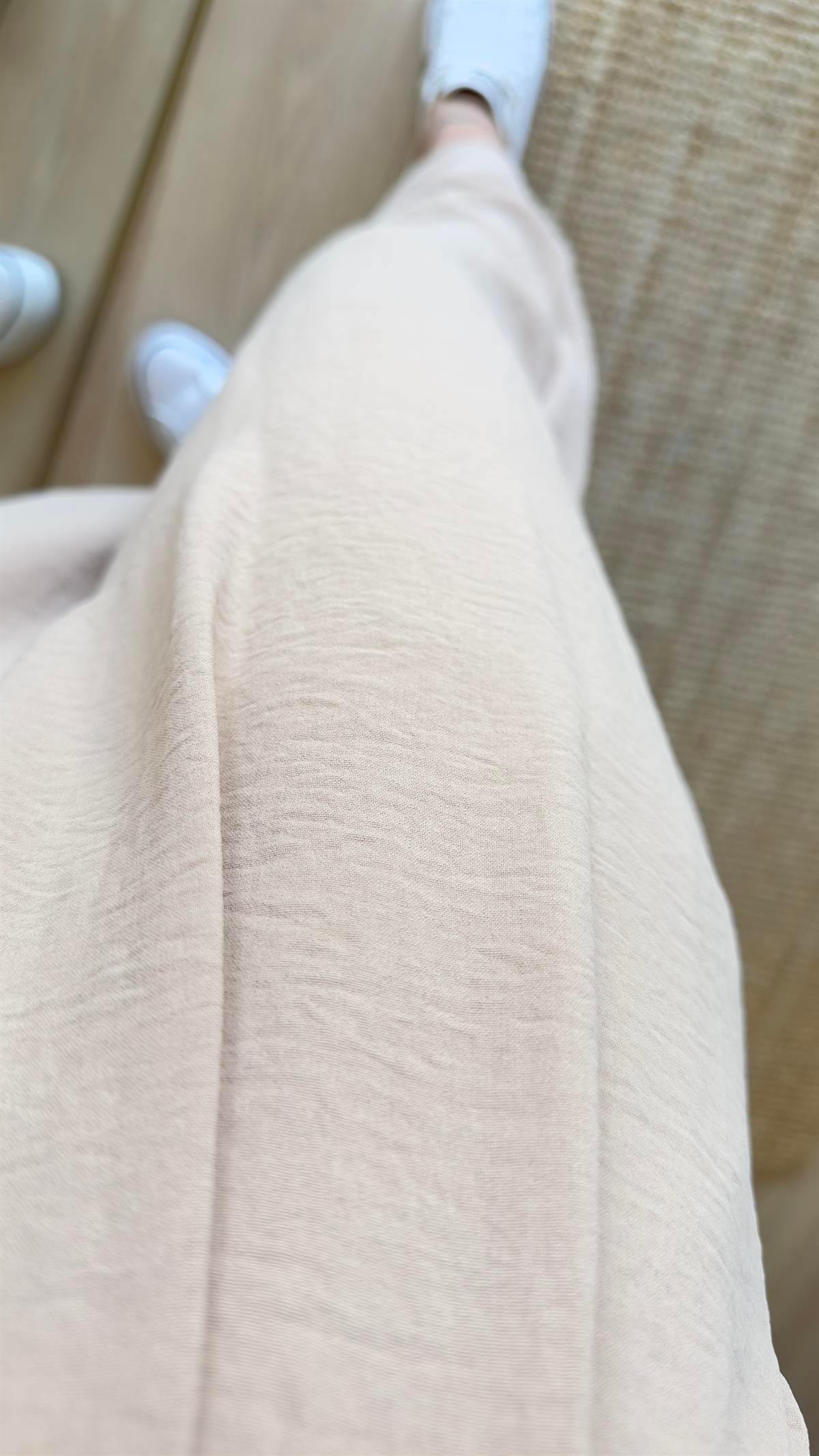 Bej Pileli Şalvar Model Pantolon