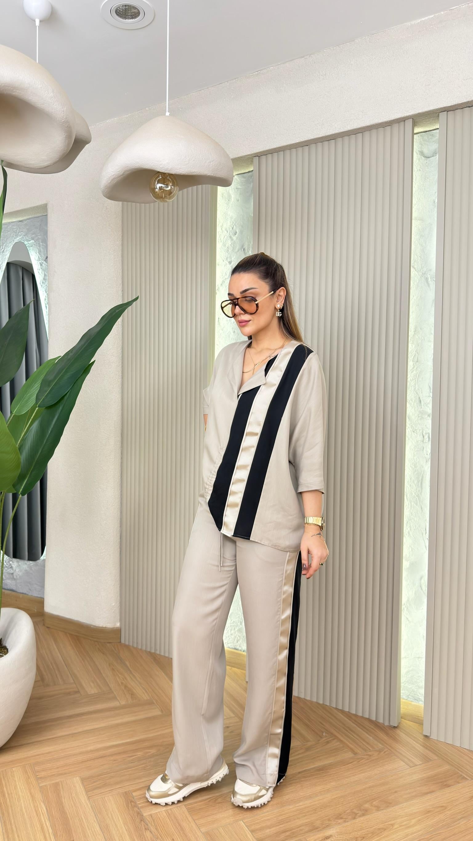 Bej Ayarlanabilir Büzgülü Orj Model Premium Takım