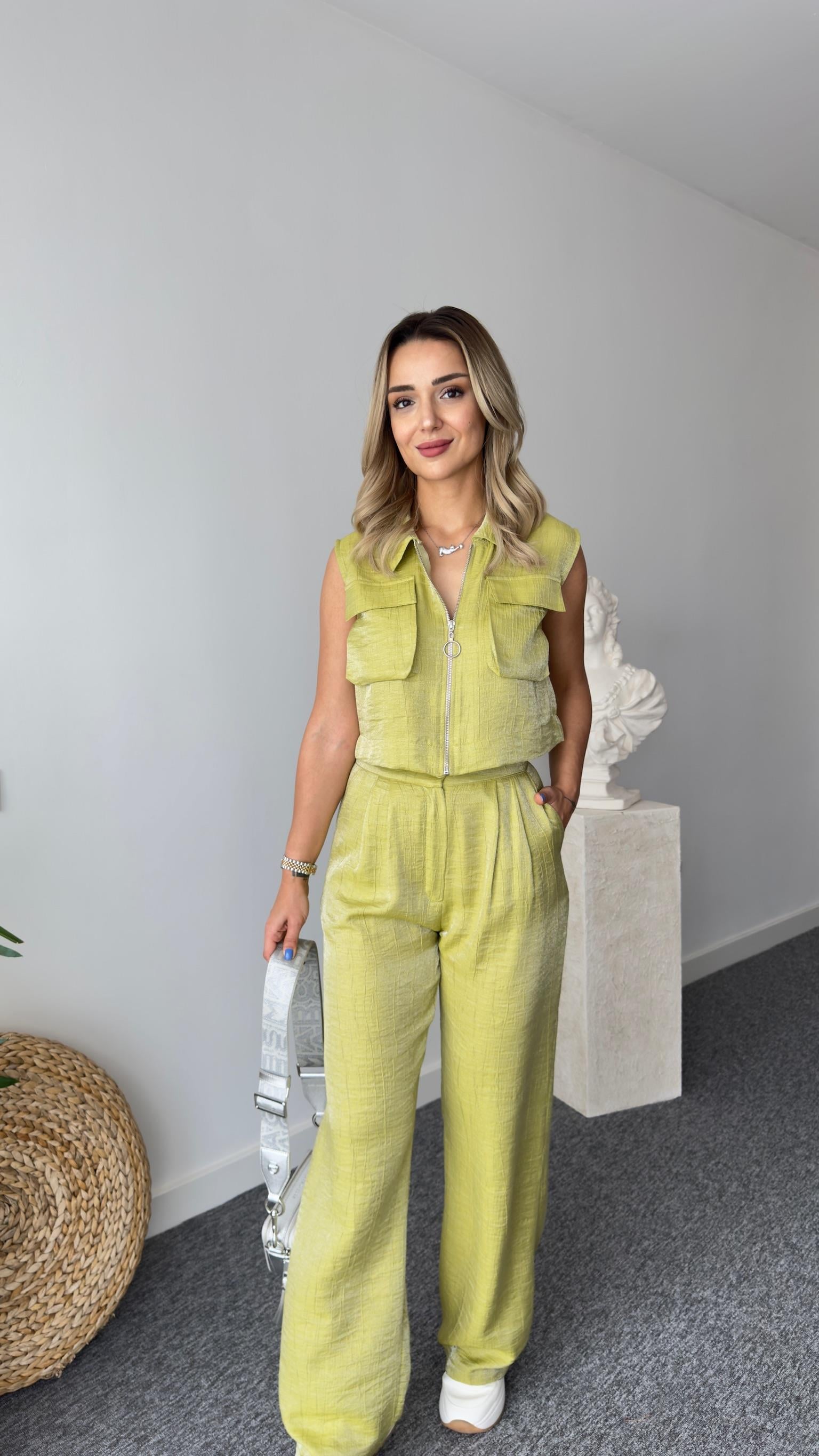 Gjen Fermuarlı Olive İkili Takım 