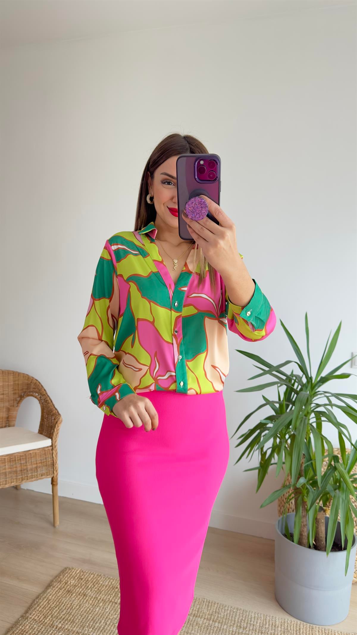 Mery Zra Model Pembe Desen Gömlek