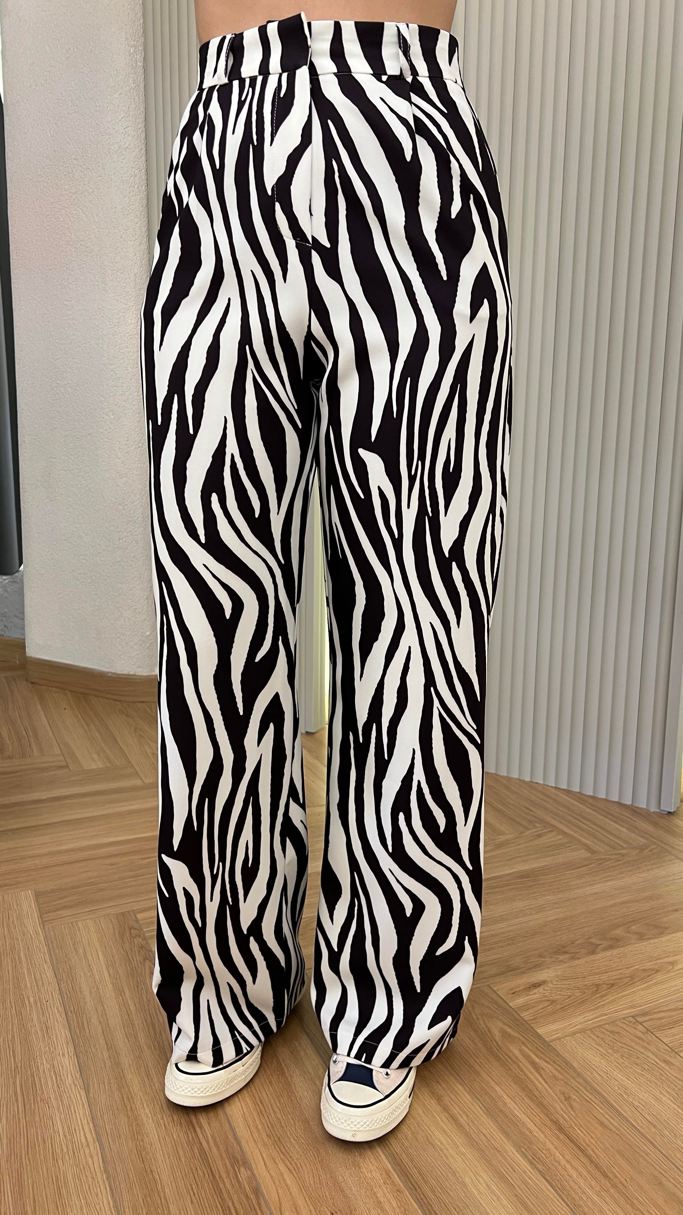 Lares Zebra Desenli Yüksek Bel Pantolon