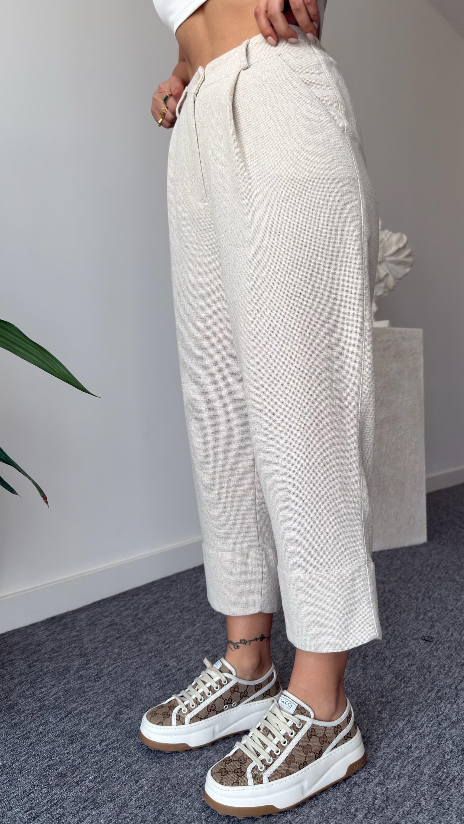 Weren Yelekli Natur Keten Takım (Ön Sipariş Ürünü)