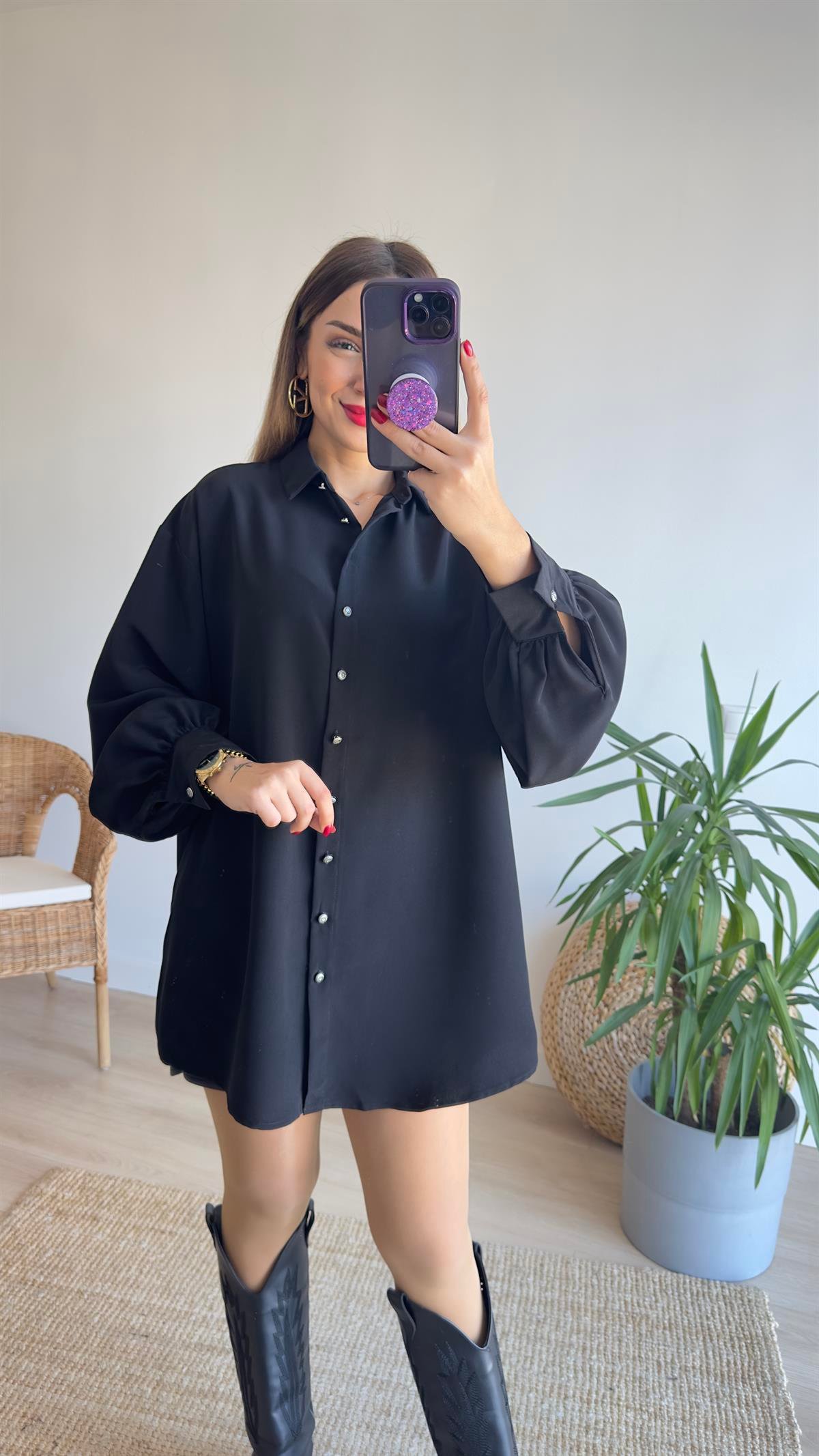 Balon Kol Tunik Elbise 