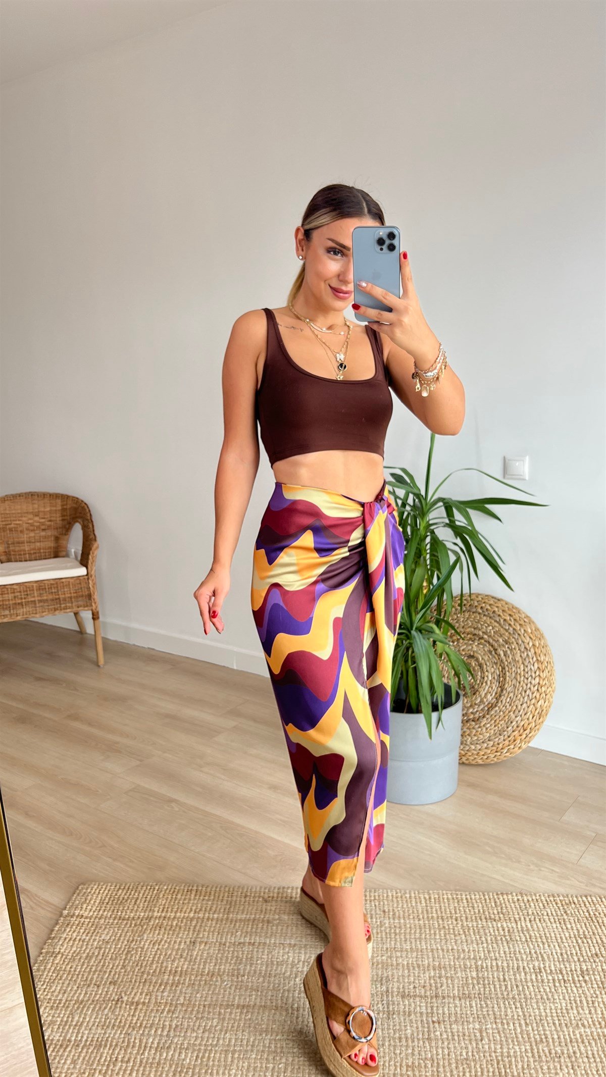 Zara Model Desenli Anvelop Etek 