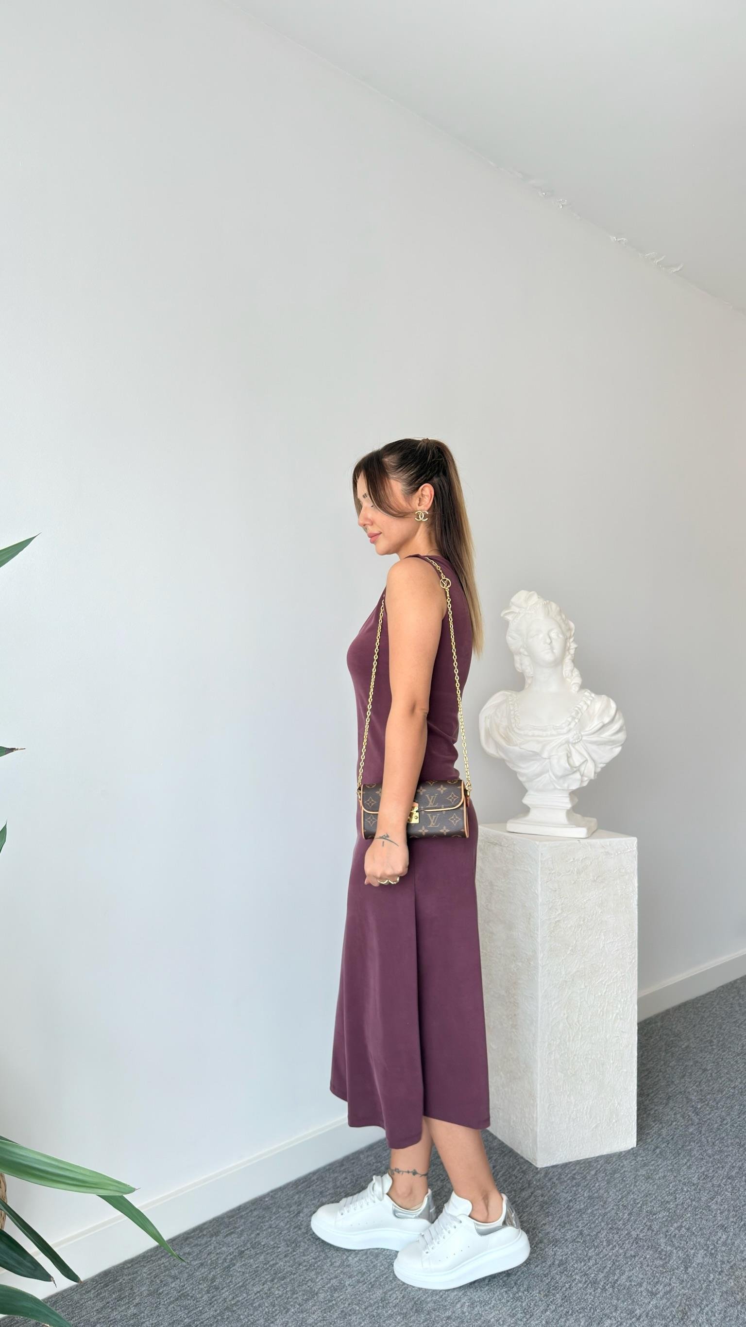 Bordo Mochi Basic Modal Elbise 