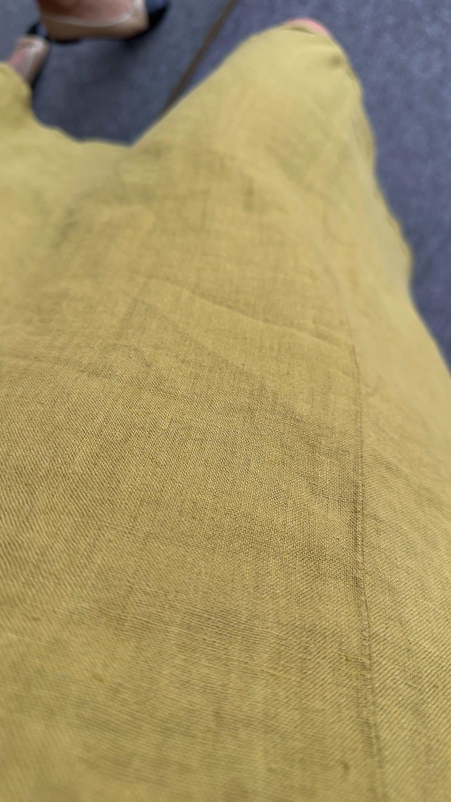 Kolsuz Keten Yeşil Elbise 