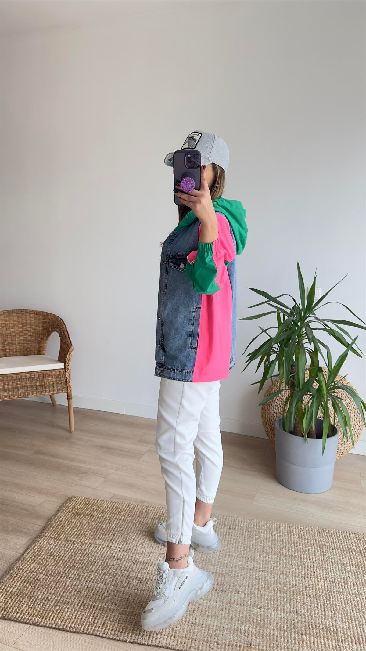 Harf Baskılı Pembe Tasarım Ceket