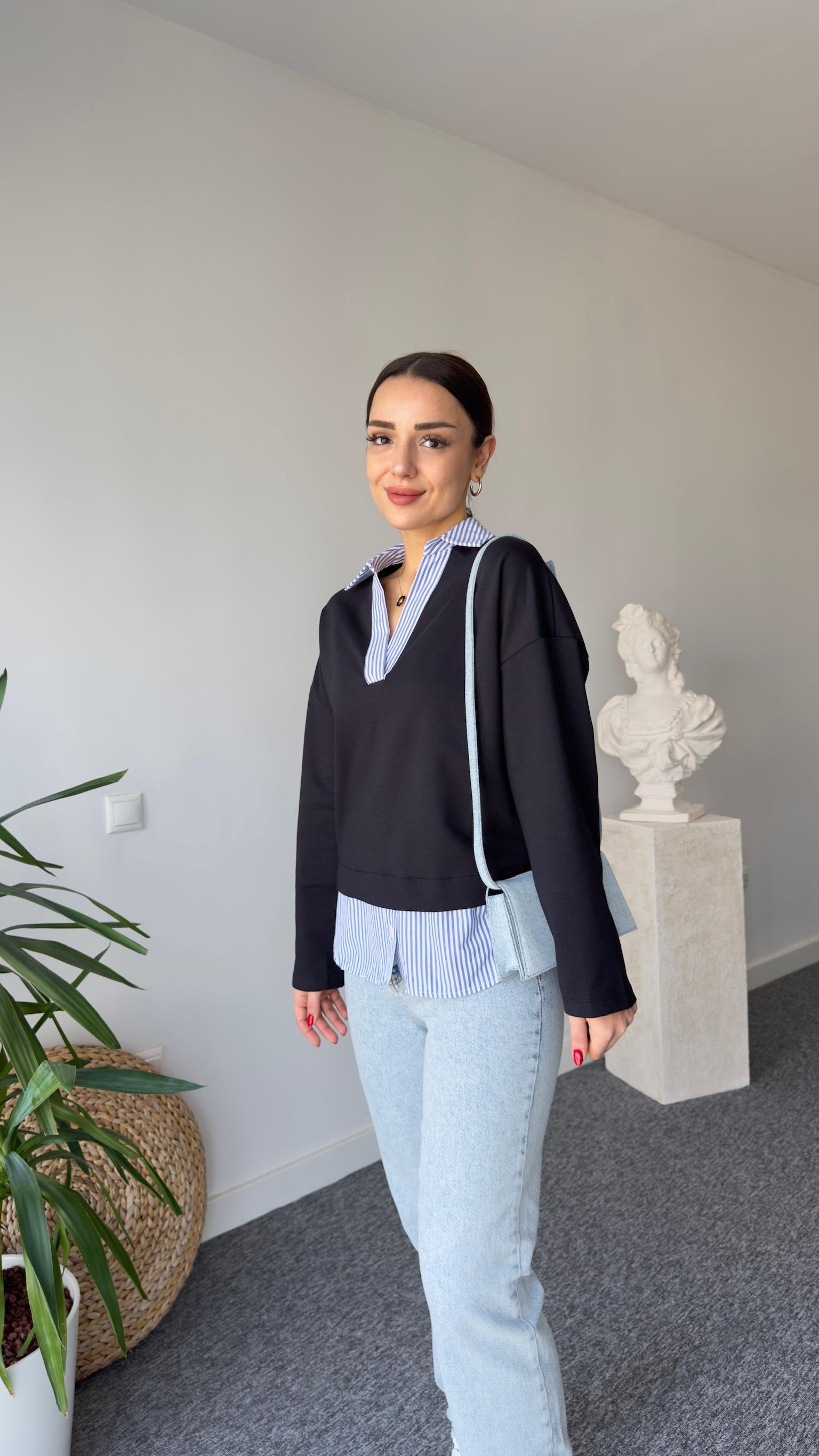 Masse Gömlek Yaka Poplin Detay Sweatshirt