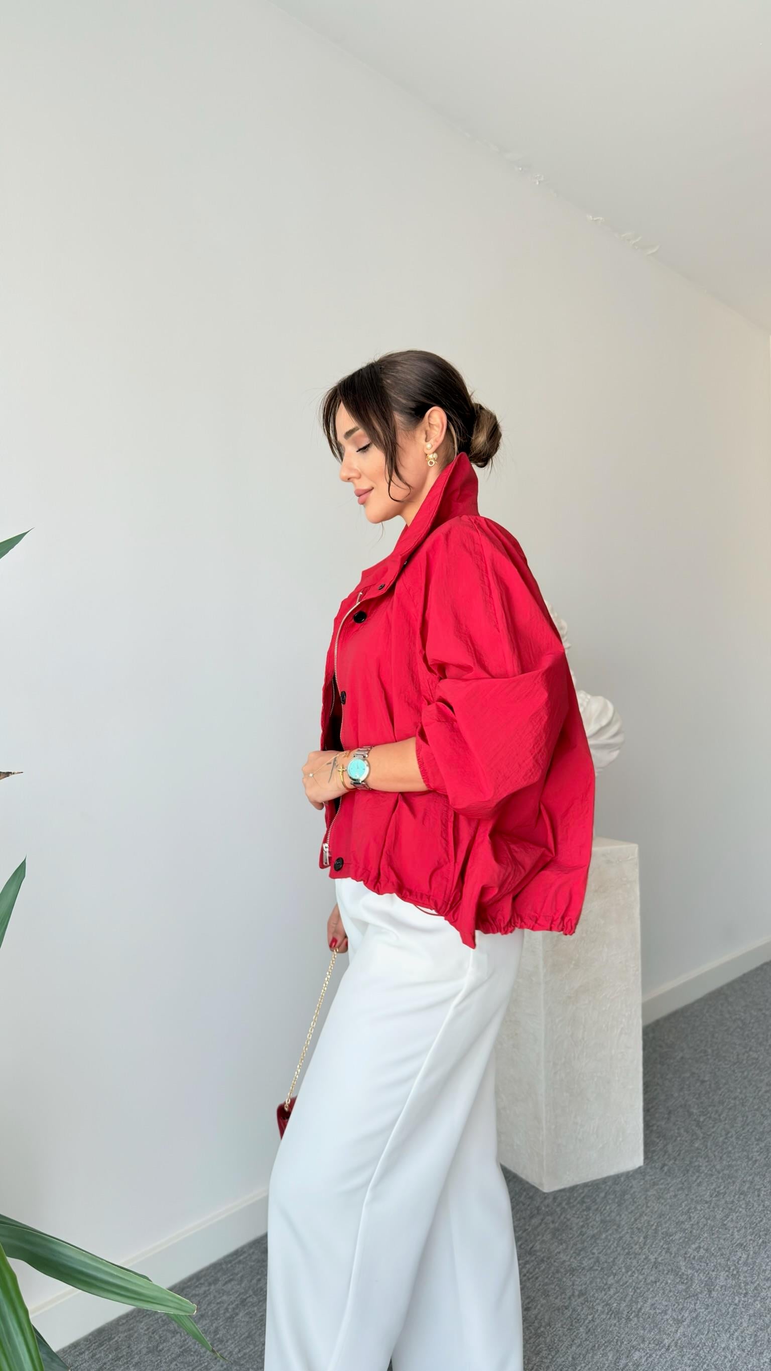 Kırmızı Solna Marka Model Paraşüt Ceket