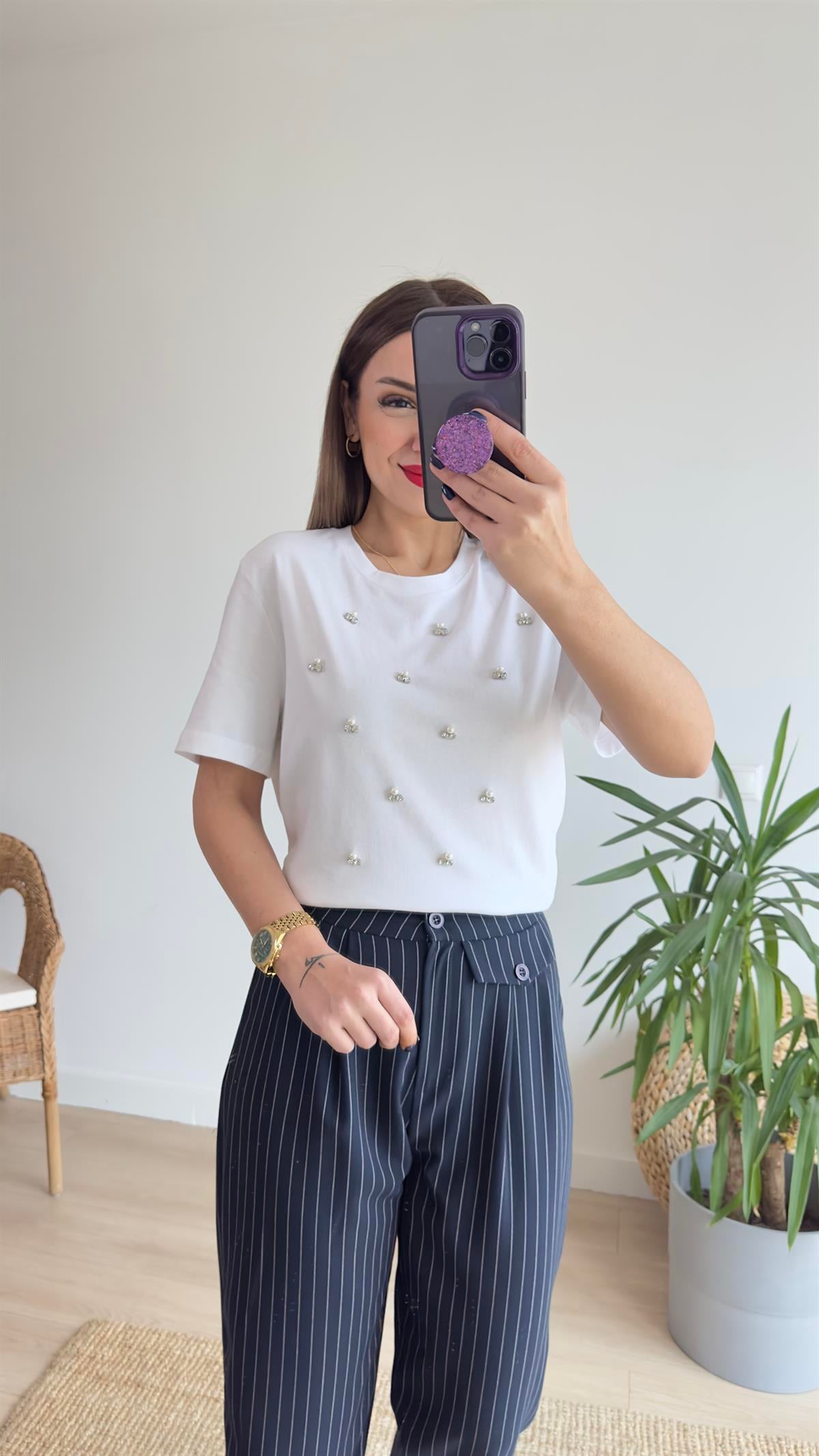 Orj Marka Önü Taşlı Tshirt
