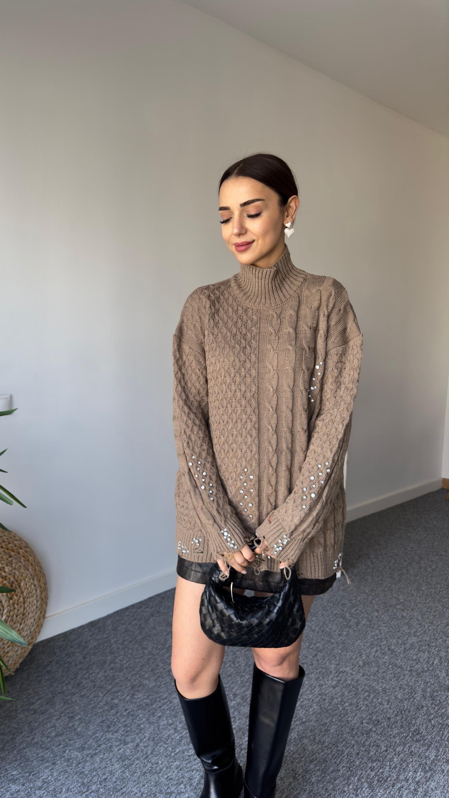 Orj Model Taşlı Balıkçı Kazak