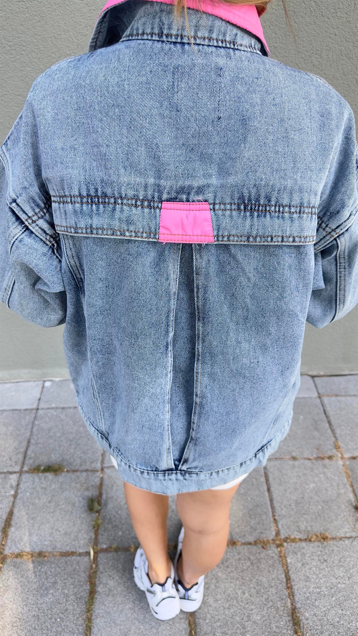 Rosy Renk Detaylı Jean Ceket