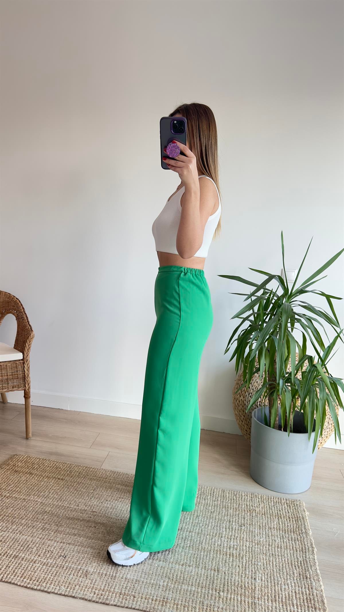 Zra Yeşil Crep Bol Pantolon