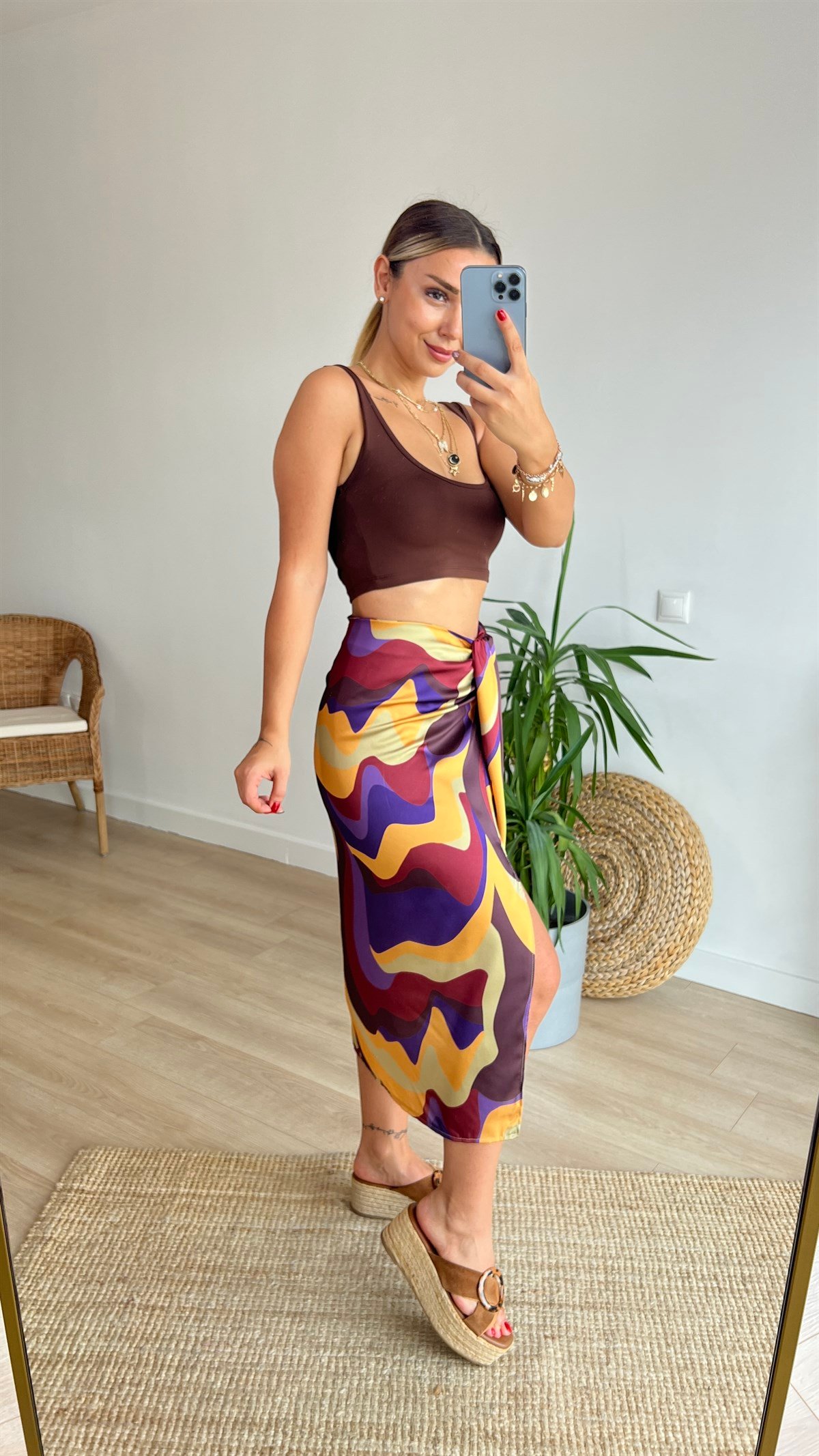 Zara Model Desenli Anvelop Etek 