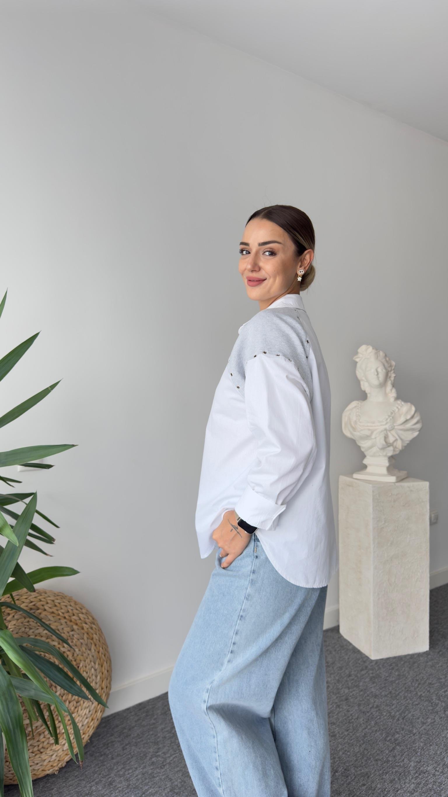 Tws Model Kaşkorse Garnili Poplin Gömlek