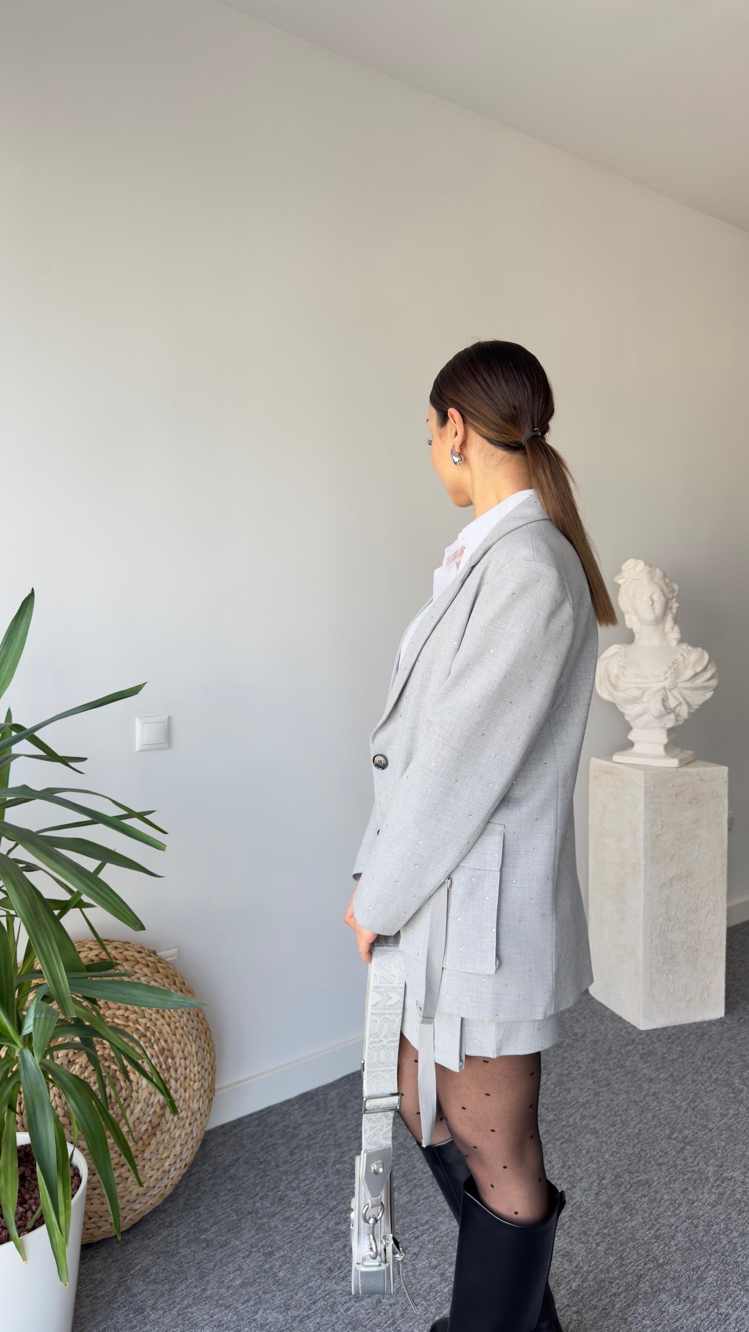 Bonia Taşlı Gri Blazer Ceket