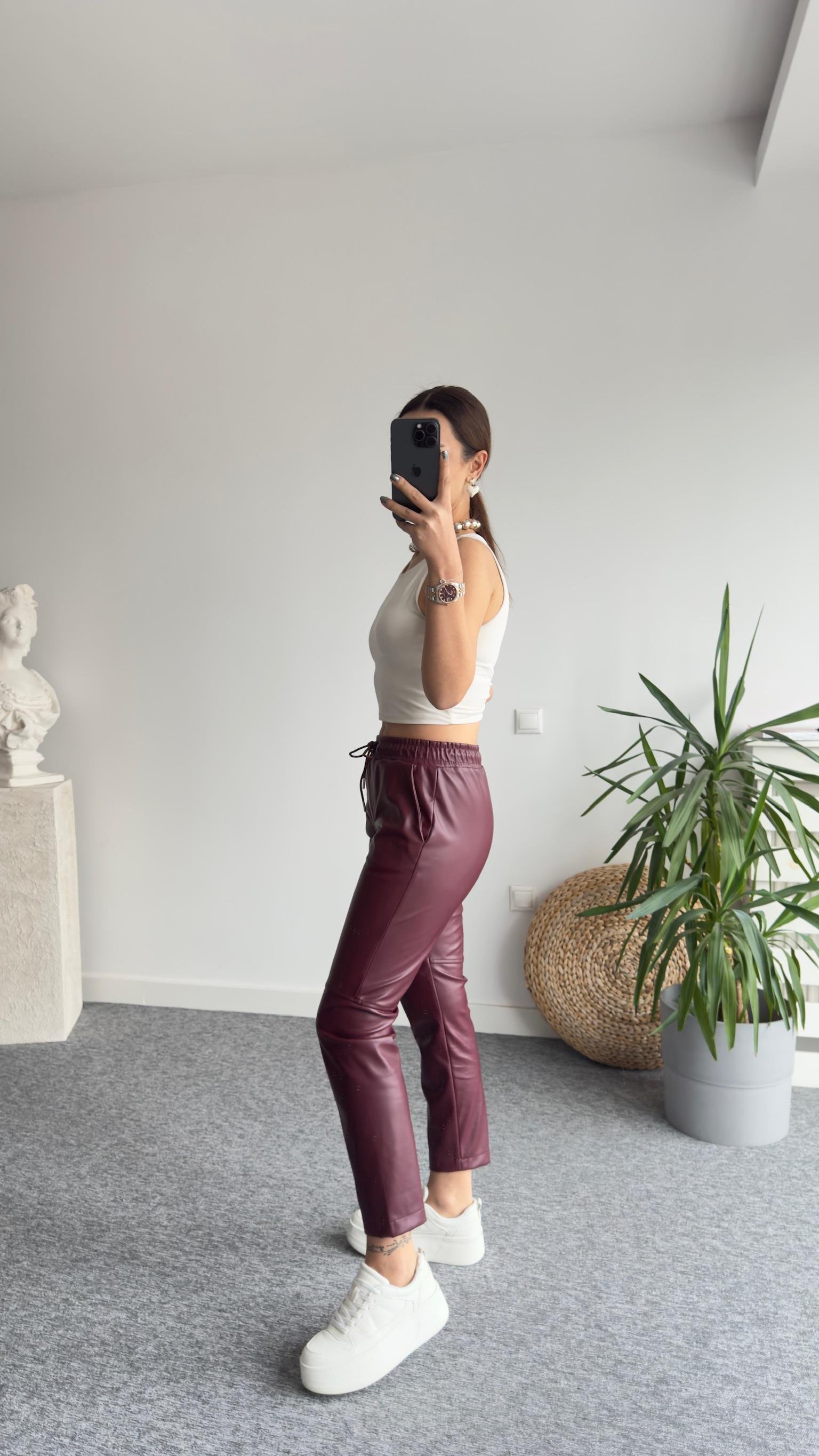 Marka Model İthal Bordo Deri Pantolon