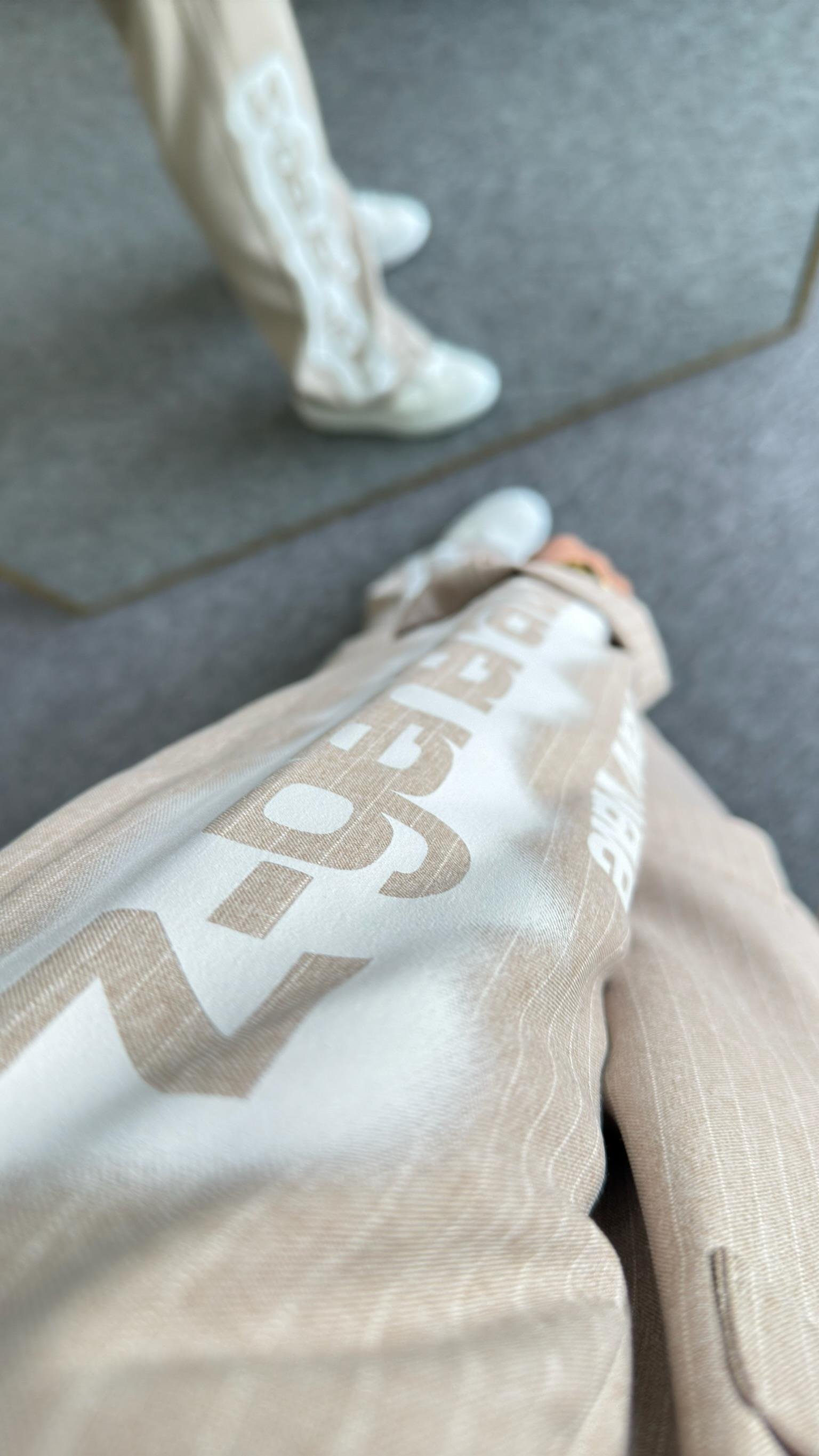 Bien Çizgili Bej Blazer Ceket