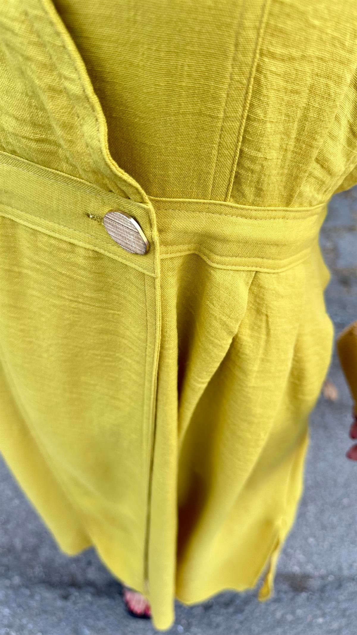 Orijinal Model Düğme Detaylı Uzun Elbise 