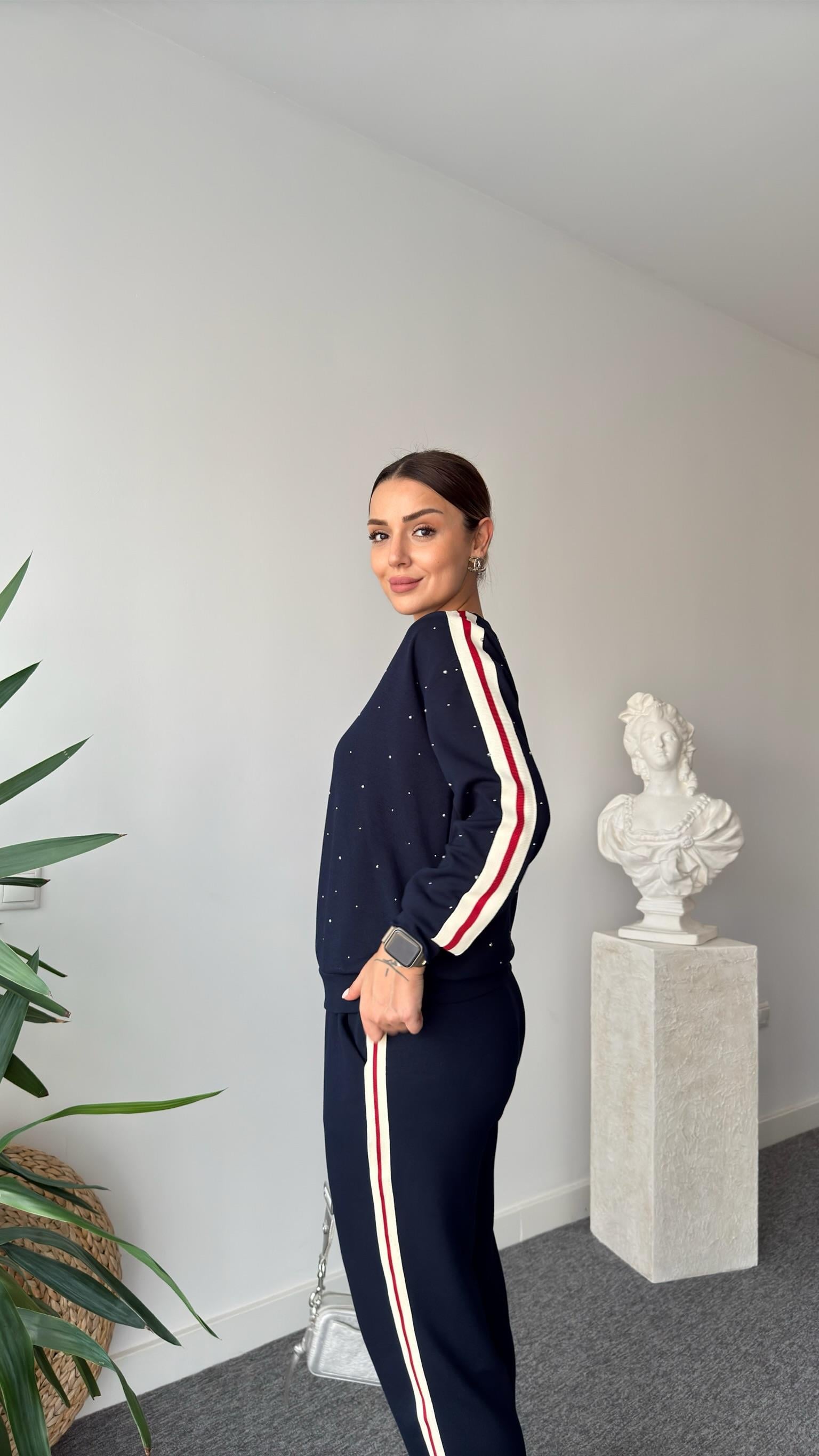 Ferica Taş Detaylı Şeritli Modal Takım