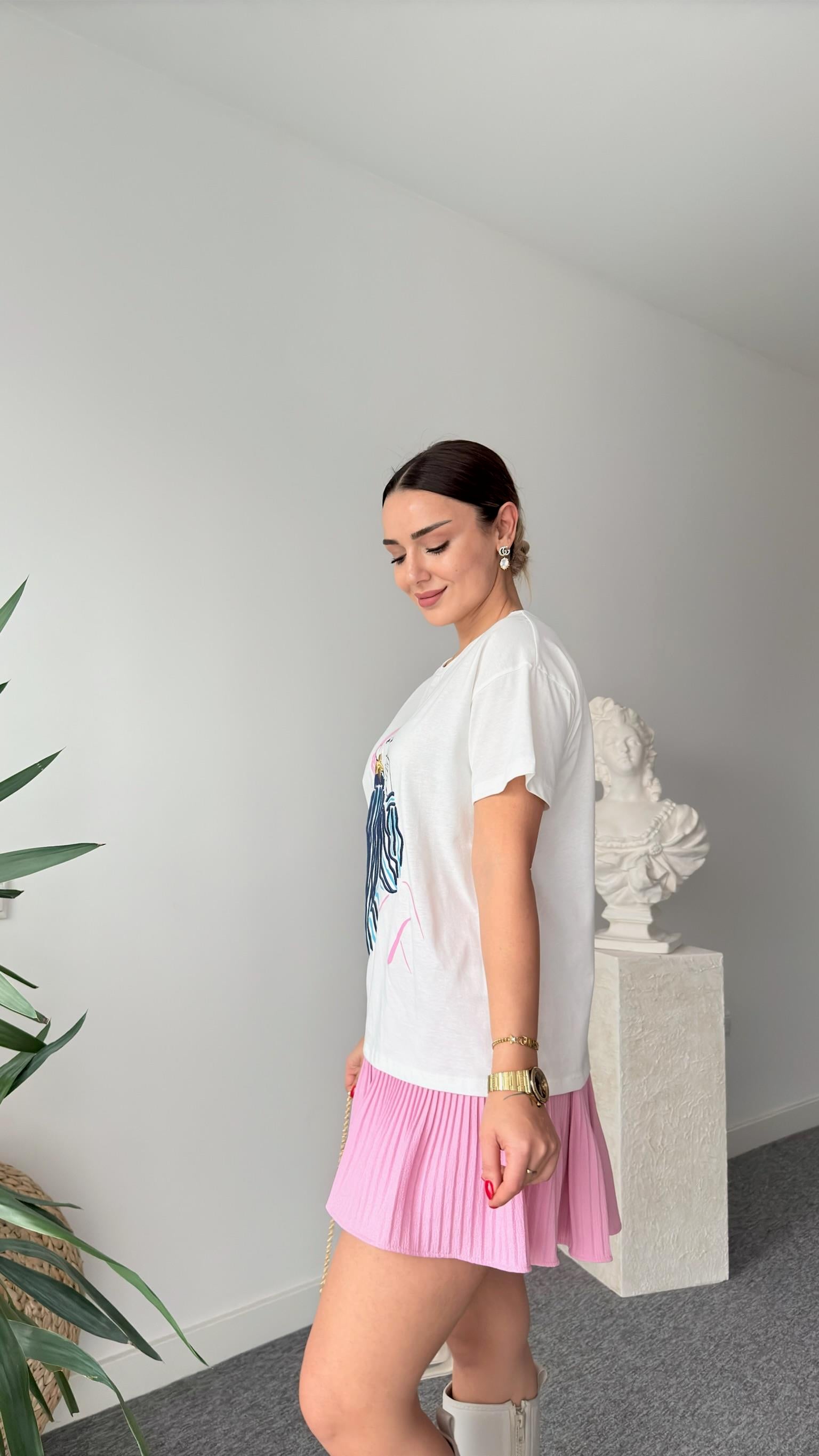 Avol Kız Baskı Beyaz Tshirt