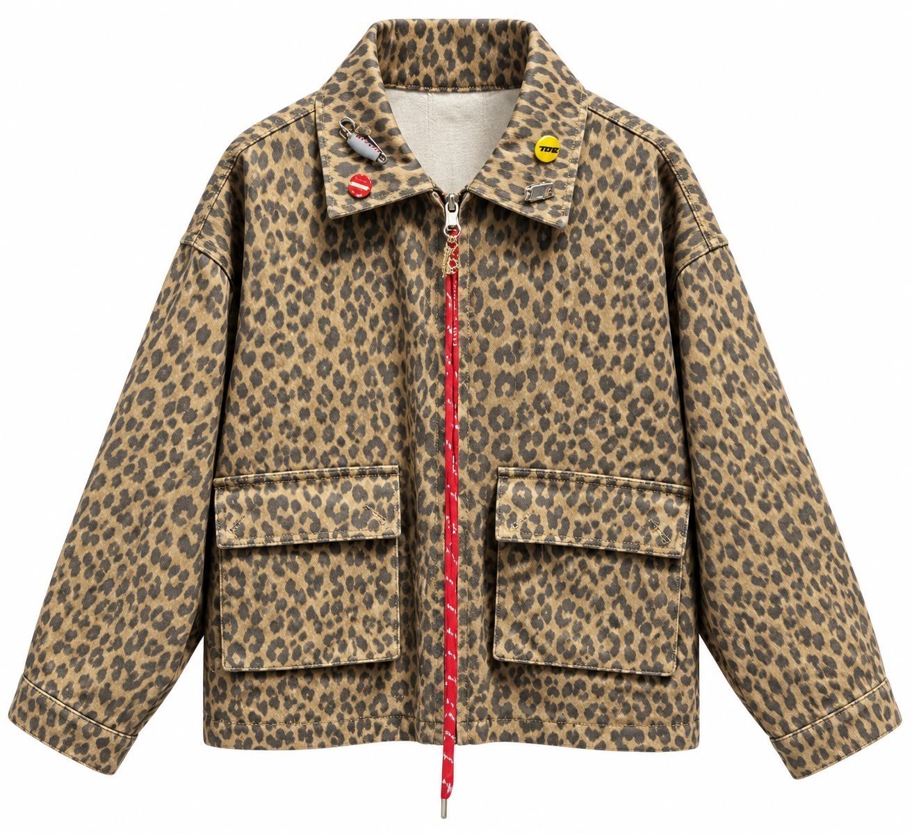 Aksesuar Detaylı Leopar Desen Ceket