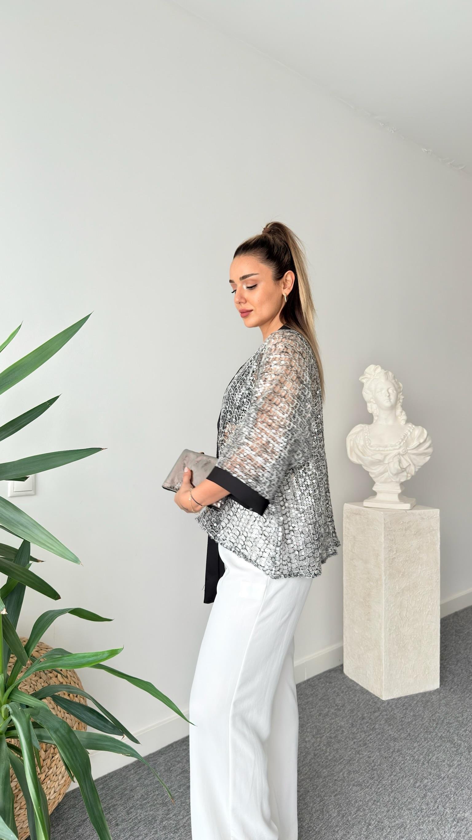 Parıltılı Tasarım Kimono Ceket
