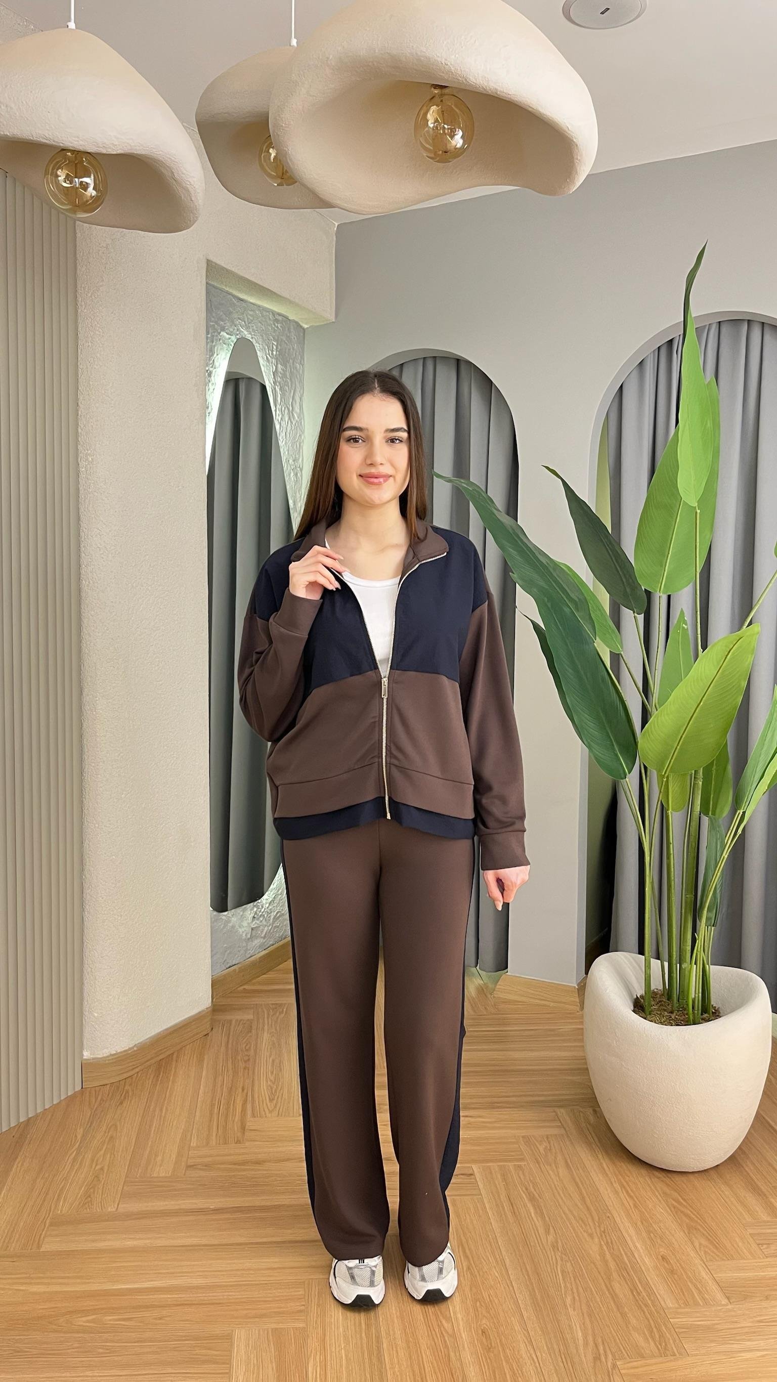 Kahve  Bienna Paraşüt Detaylı Takım