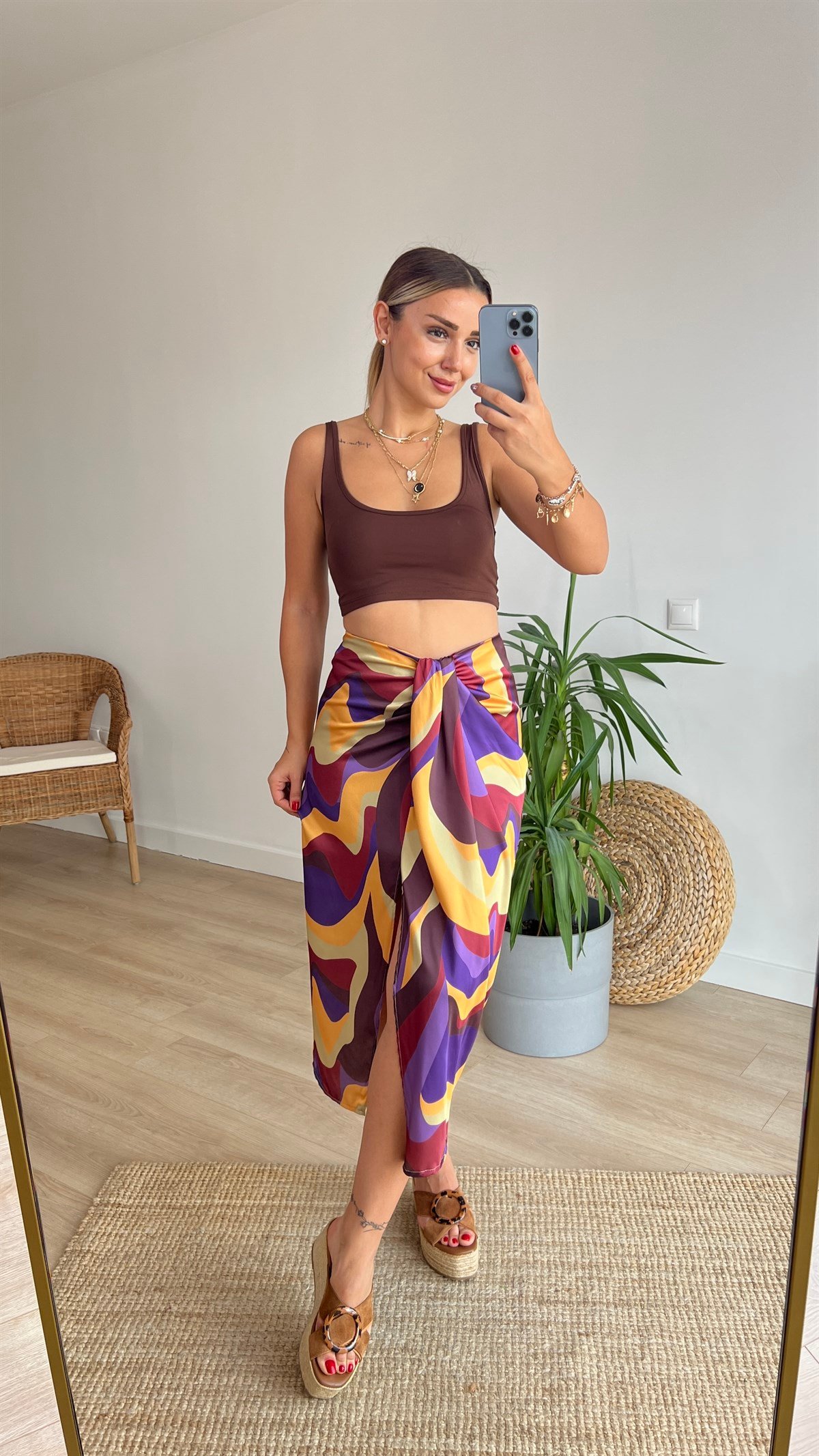 Zara Model Desenli Anvelop Etek 
