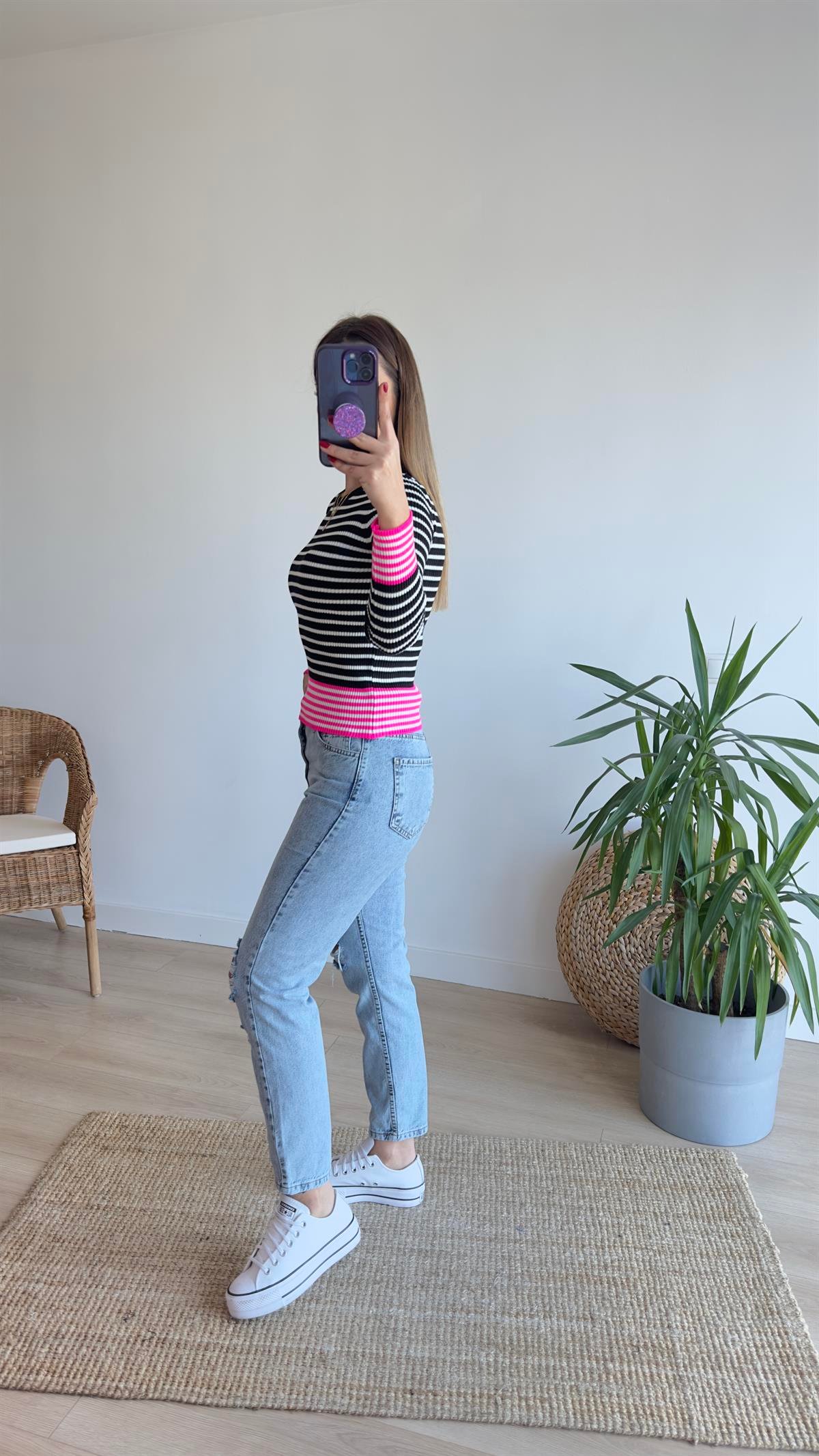 Pembe Renk Geçişli Triko