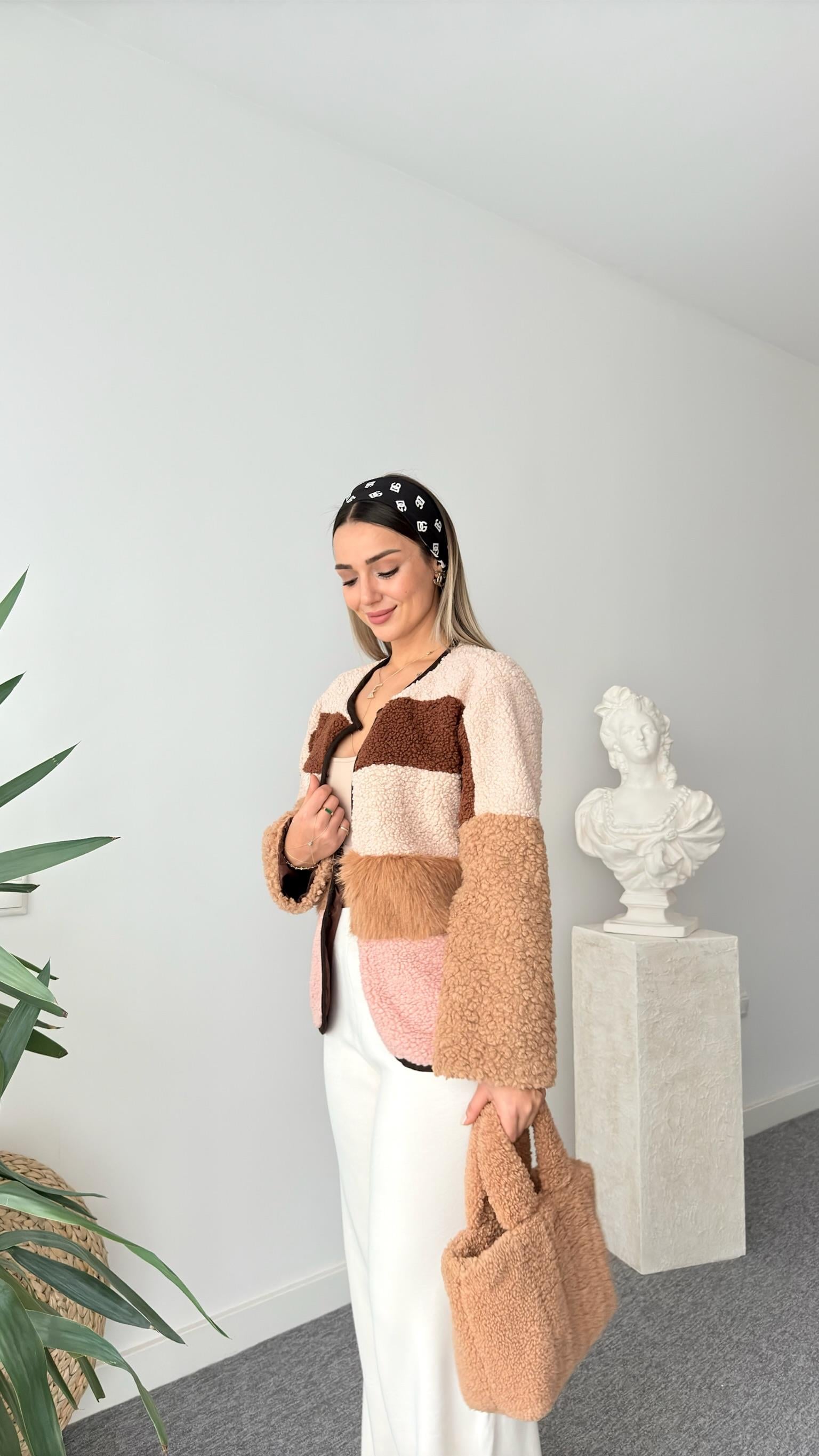 Bajo Astarlı Renk Geçişli Peluş Ceket
