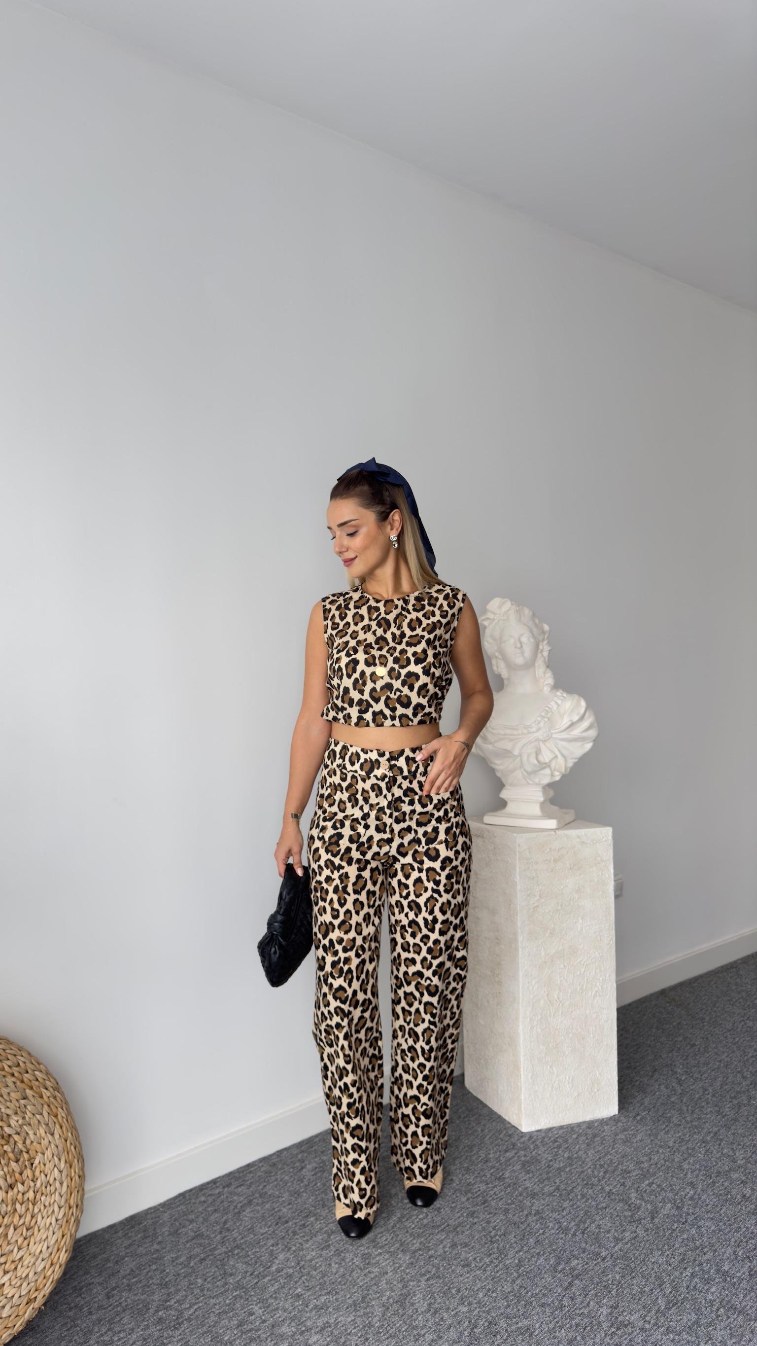 Vual Leopar Desenli Orj Marka İkili Takım