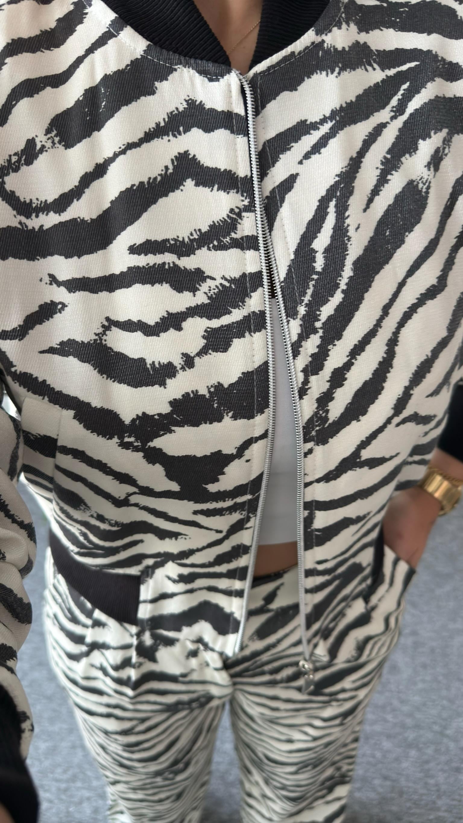 Parle Zebra Desenli Bomber Ceket